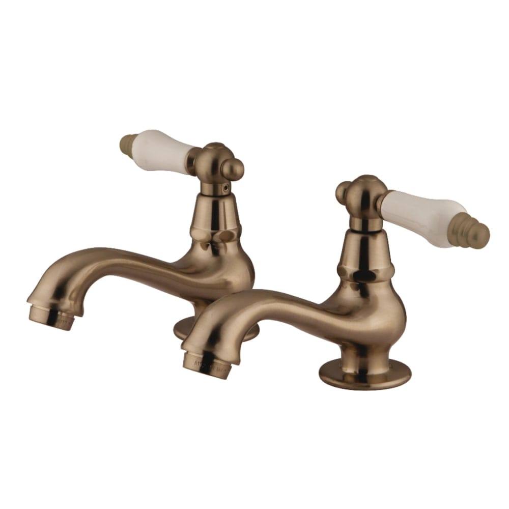 Kingston Brass  KS110.PL Heritage 1.2 GPM Basin Tap Faucet with Porcelain Lever Handles