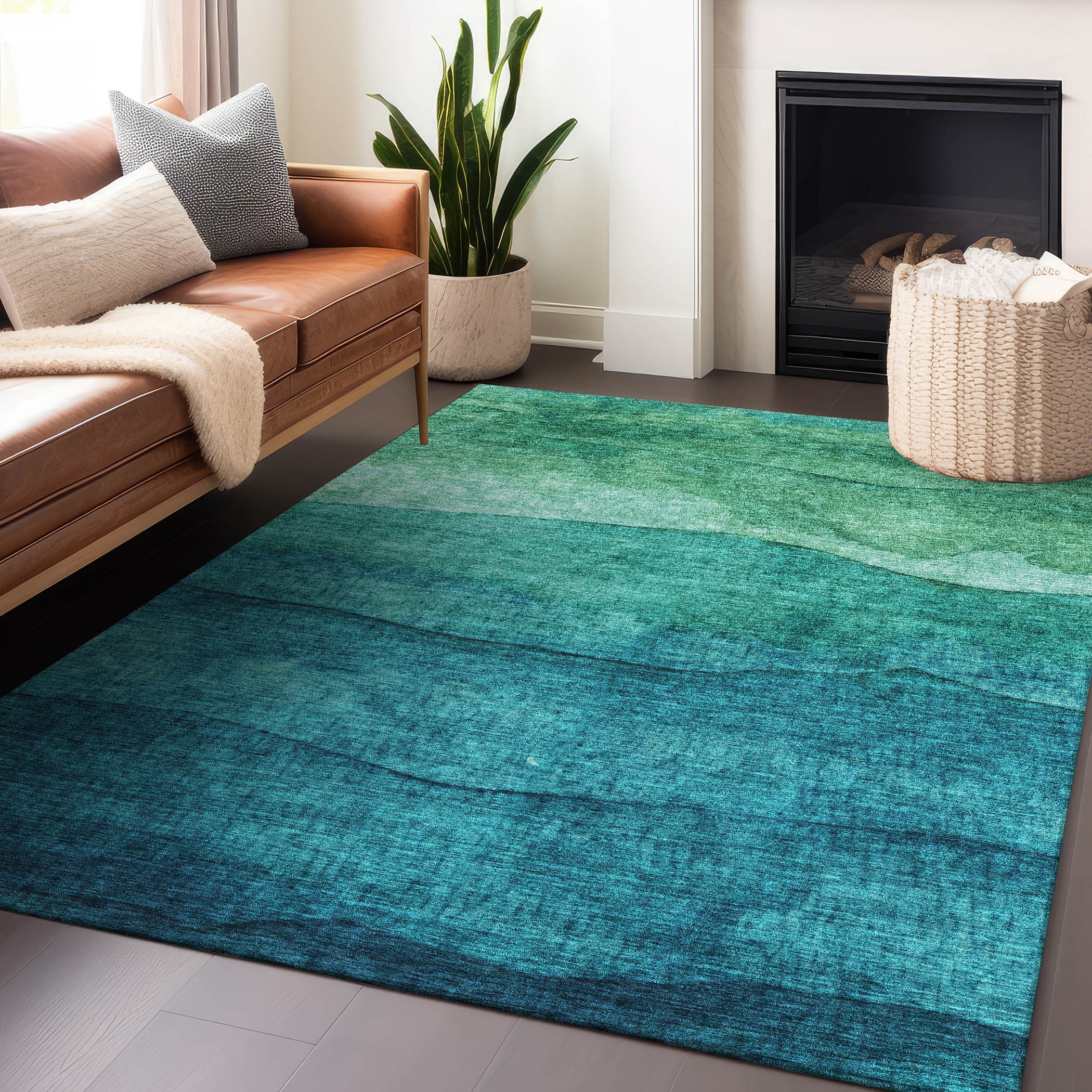 Addison Rugs ACN1699TE8X10 Chantille ACN1699TE 8 x 10 (ft) Loomed Polyester Teal Rectangular Indoor/Outdoor Machine washable Area rug