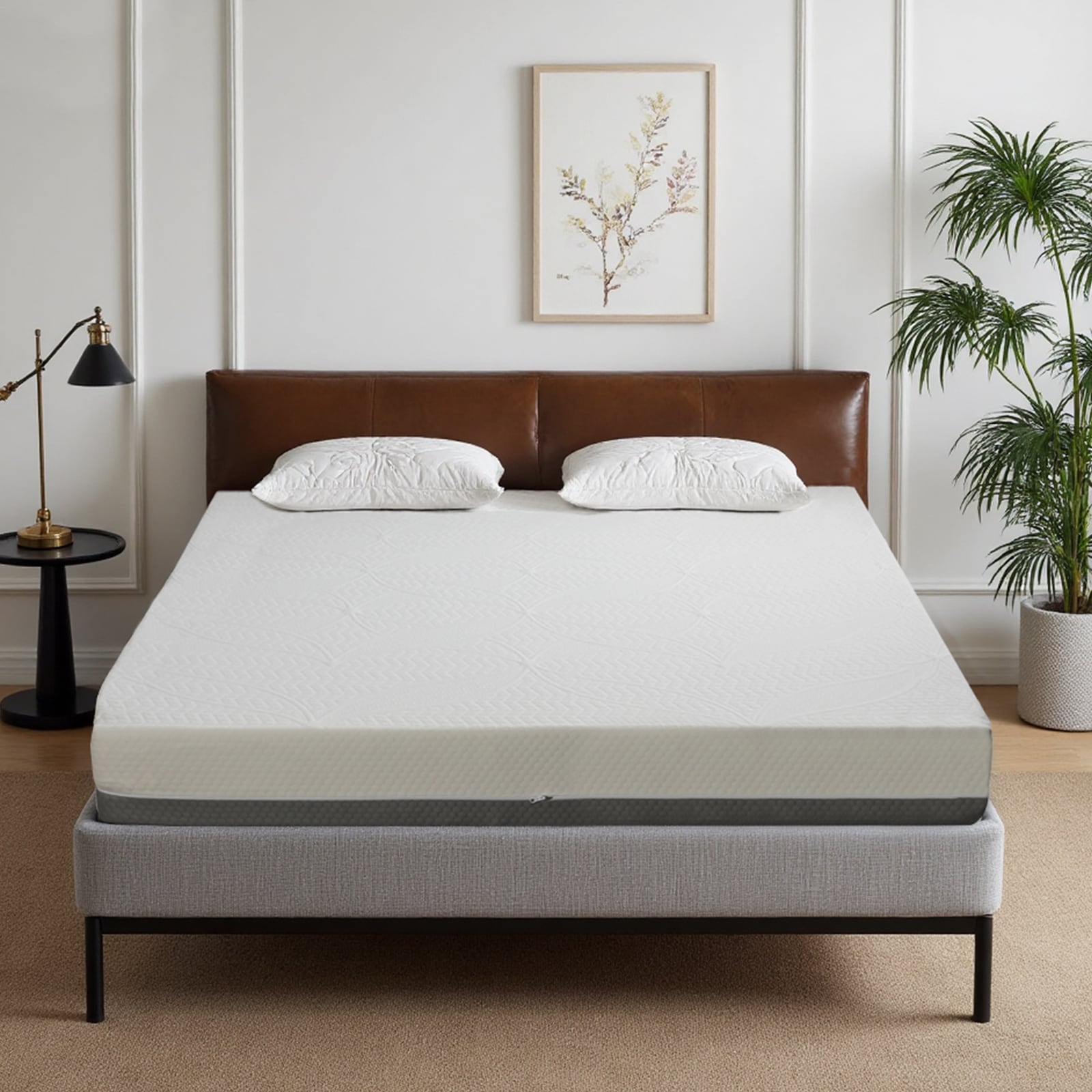 LUXEYARD 10-Inch Queen Mattress Comfort Home Mattress Gel-Perforated 7-Zone Adjustable Bed-Friendly Blue-White Cover