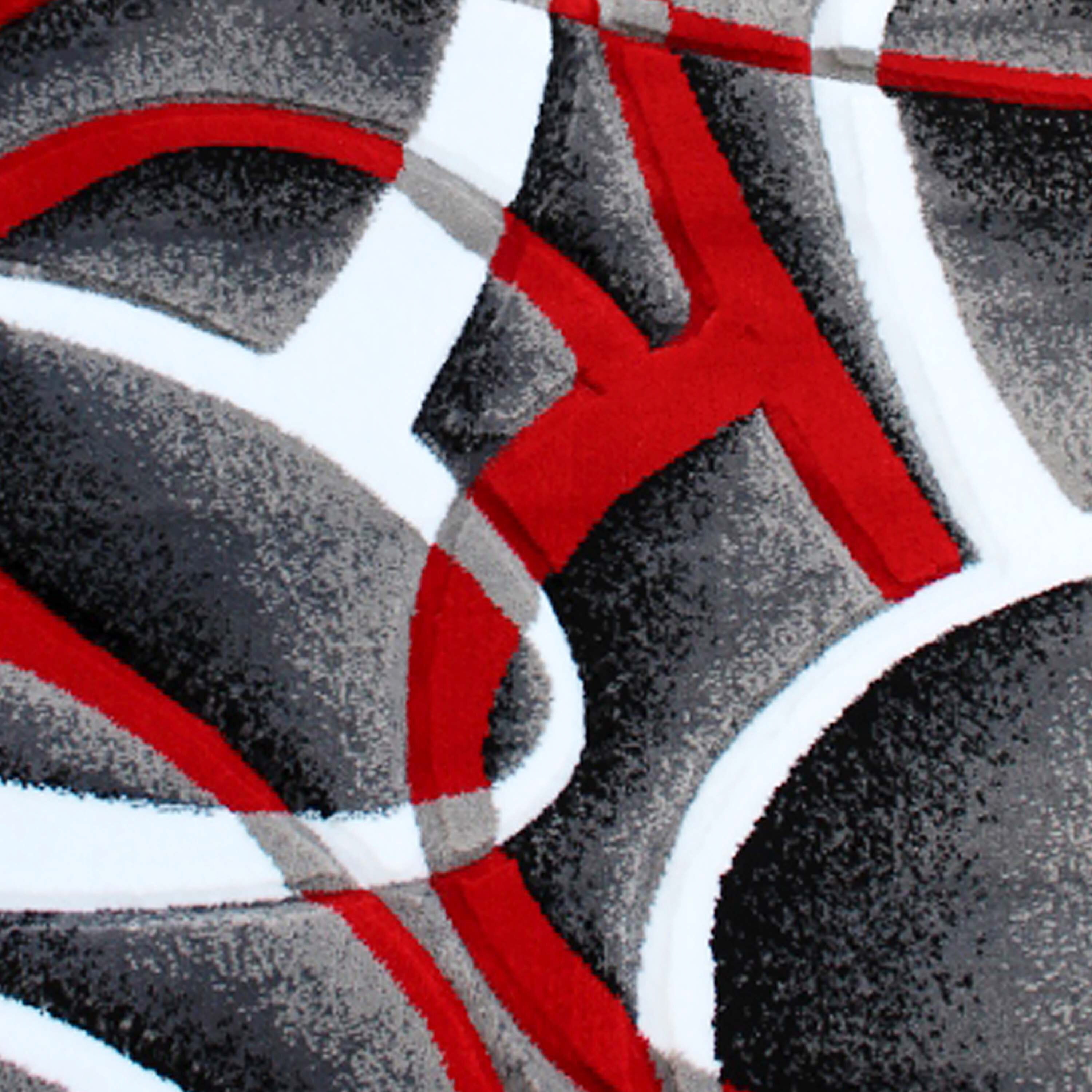 Red Abstract Reversible Synthetic Runner Area Rug