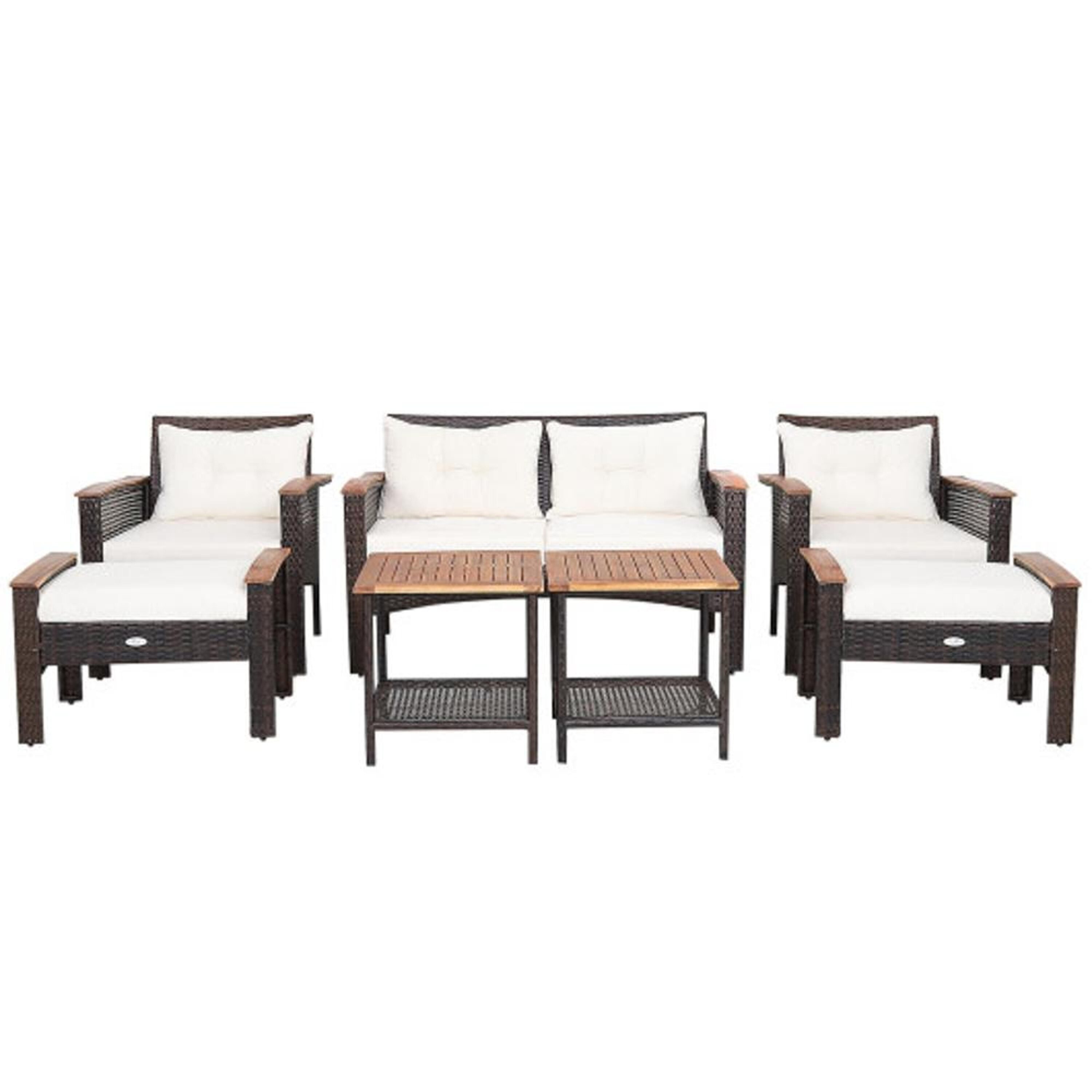 BABOOM BOM-69539+-CO 7 -Piece Rattan Patio Conversation Set with Off-white Cushions
