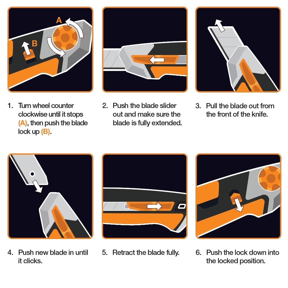 Fiskars 6 in. Pro Retractable Snap-Off Utility Knife - 8 Point, Orange 