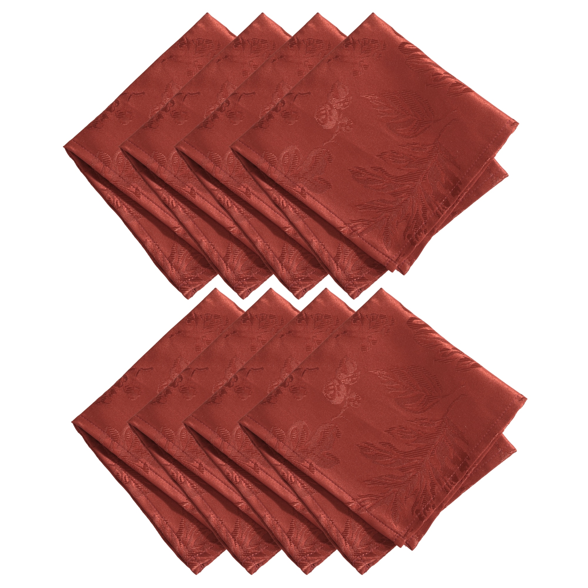 Elrene Home Fashions 739550325522 Elegant Woven Leaves Jacquard Damask 8 -Pack Spice Polyester Square Napkin(s)