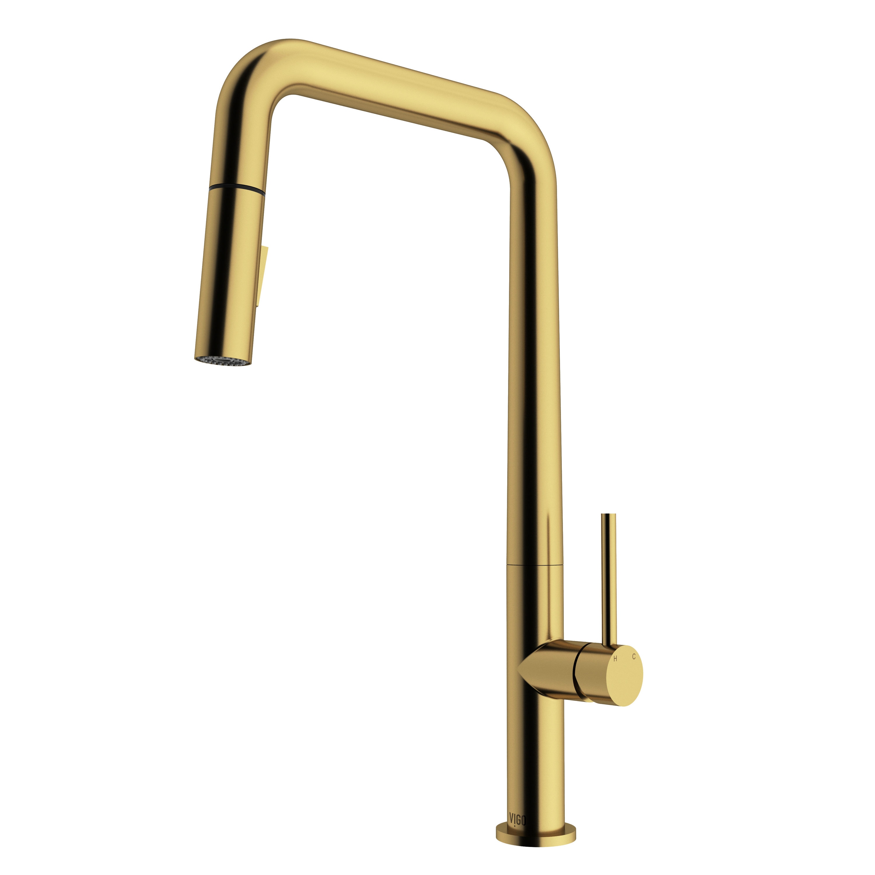 VIGO VG02031MG Parsons Matte brushed gold Single Handle Deck-mount Pull-down Kitchen Faucet with Sprayer