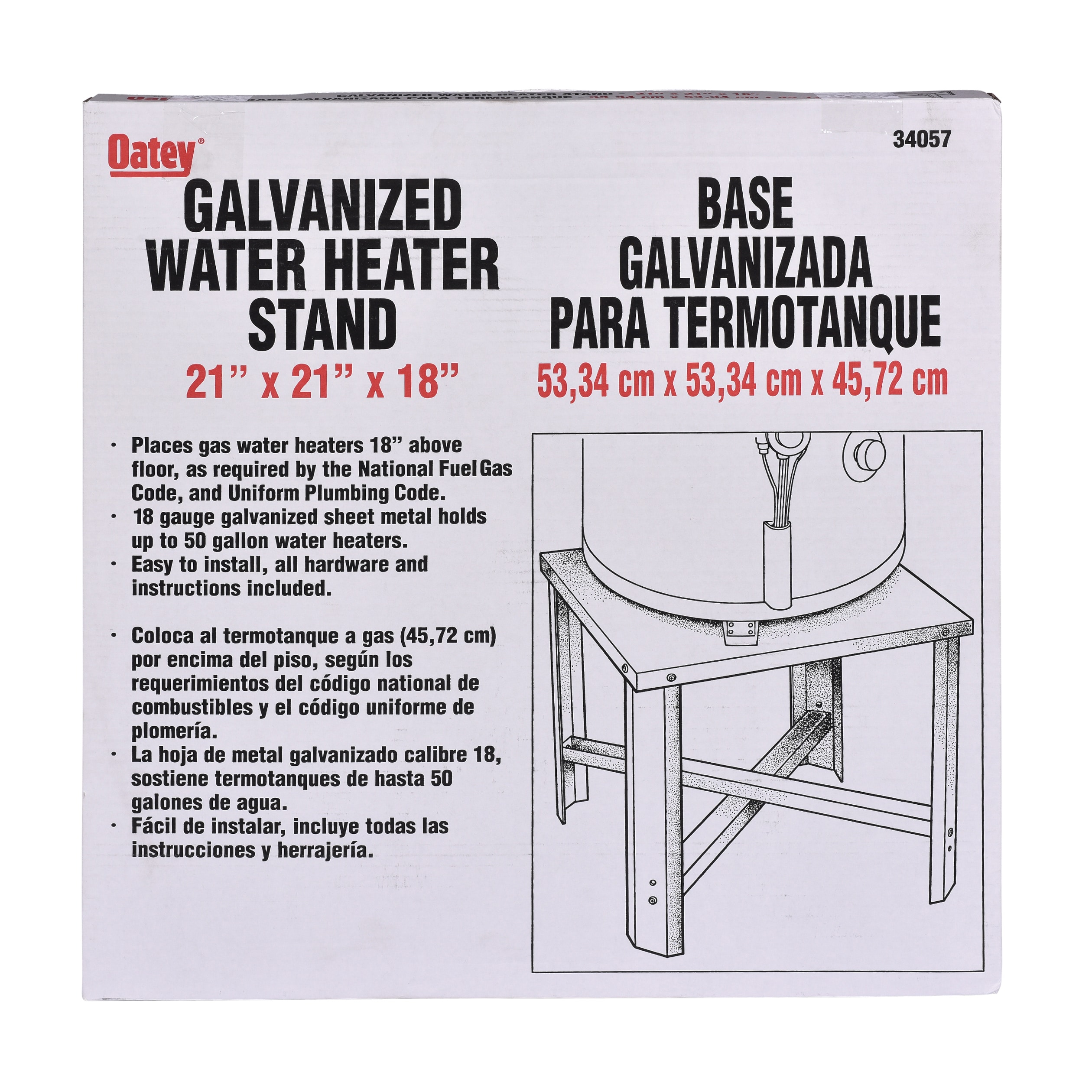 Oatey 18 In. H x 21 In. L x 21 In. W Water Heater Stand - Crafty Beaver  Home Center