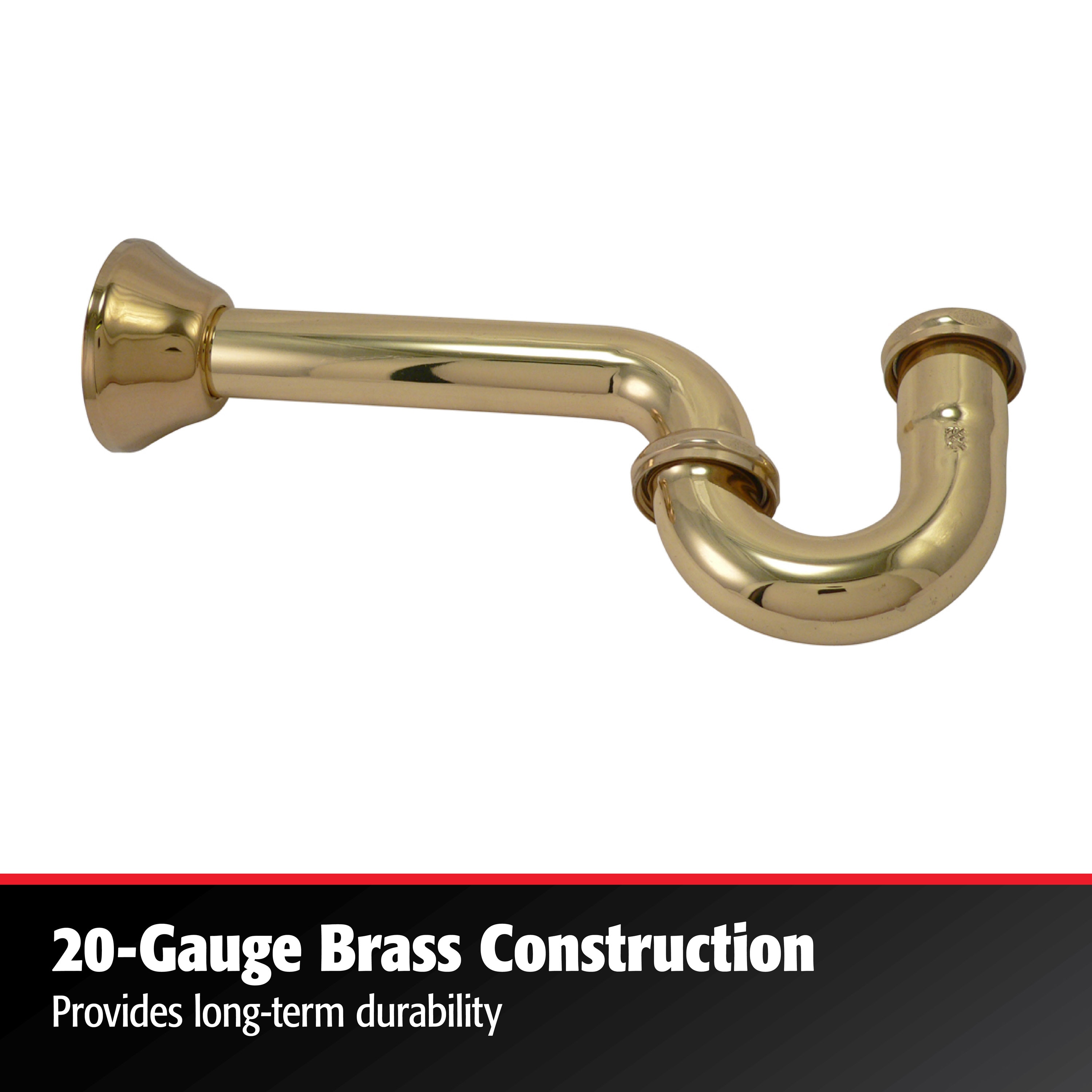 Polished Brass 1-1/4" Slip-Joint P-Trap for Potable Water