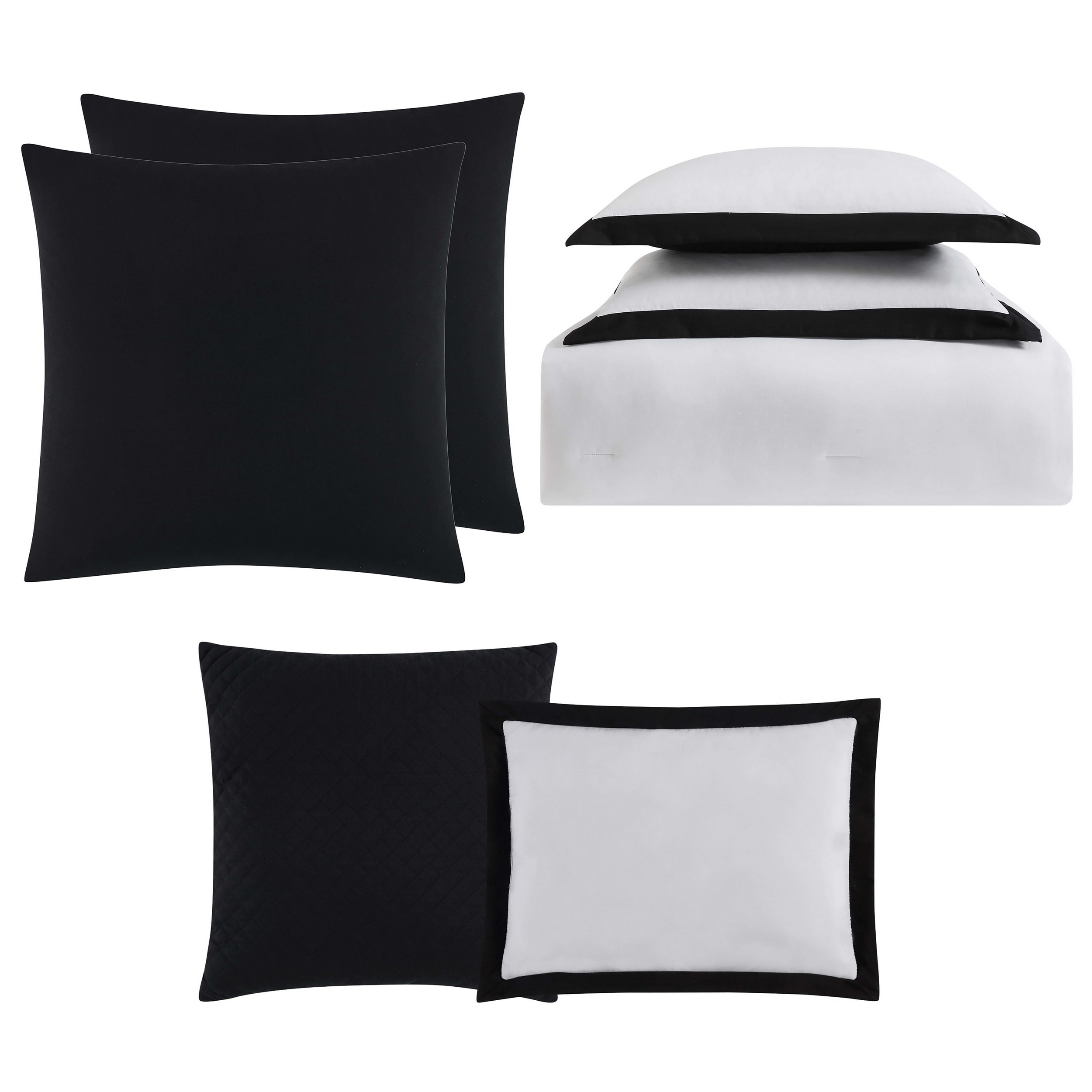White and Black Microfiber Reversible Full Bed Set