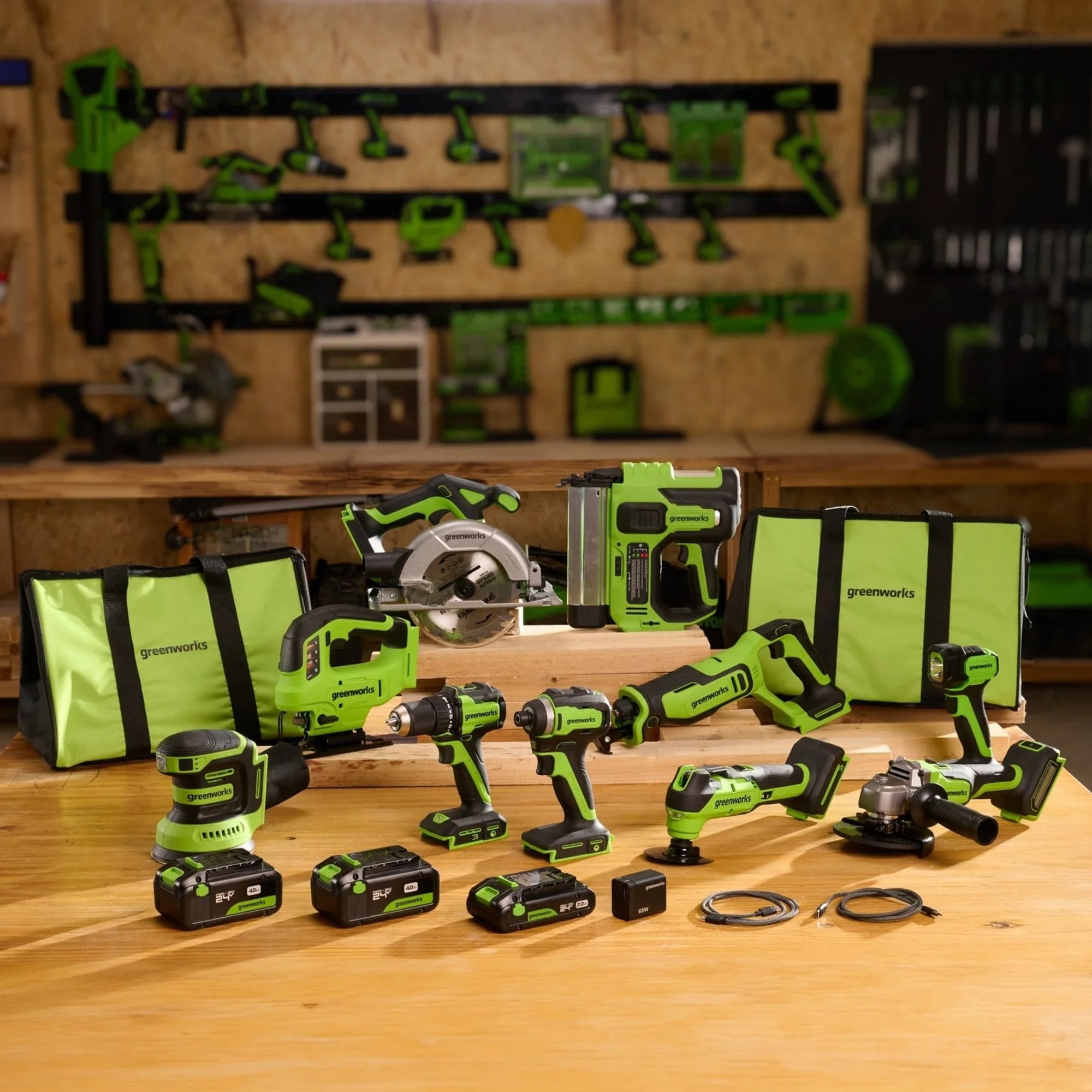 Greenworks 24-volt 10 -Tool Brushless Power Tool Combo Kit with