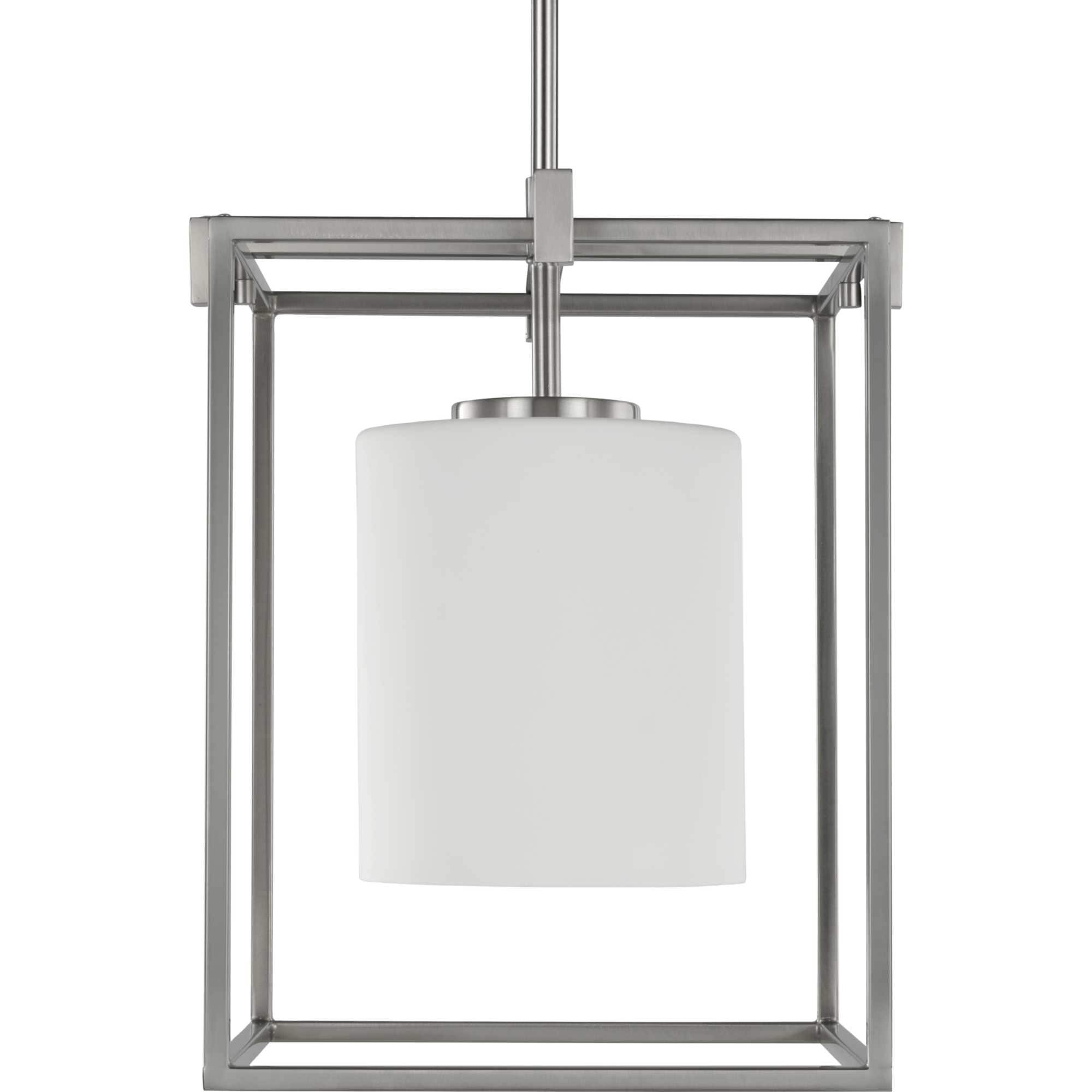 Chadwick Brushed Nickel Mini-Pendant with Opal Glass Shade