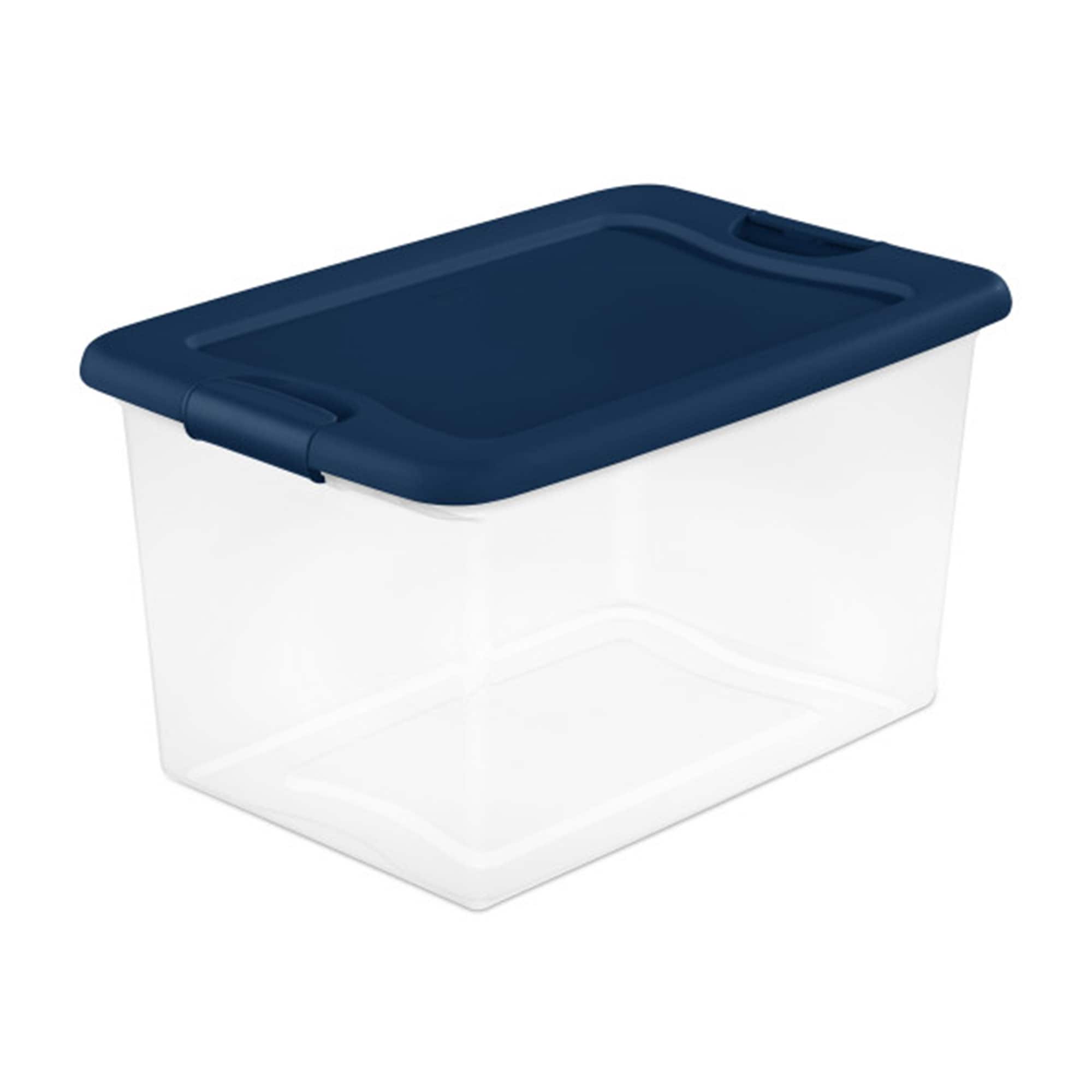 Sterilite 316766 6 -Pack ( 16-in W x 13.5-in H x 23.75-in D ) Marine Blue Plastic Stackable Bin