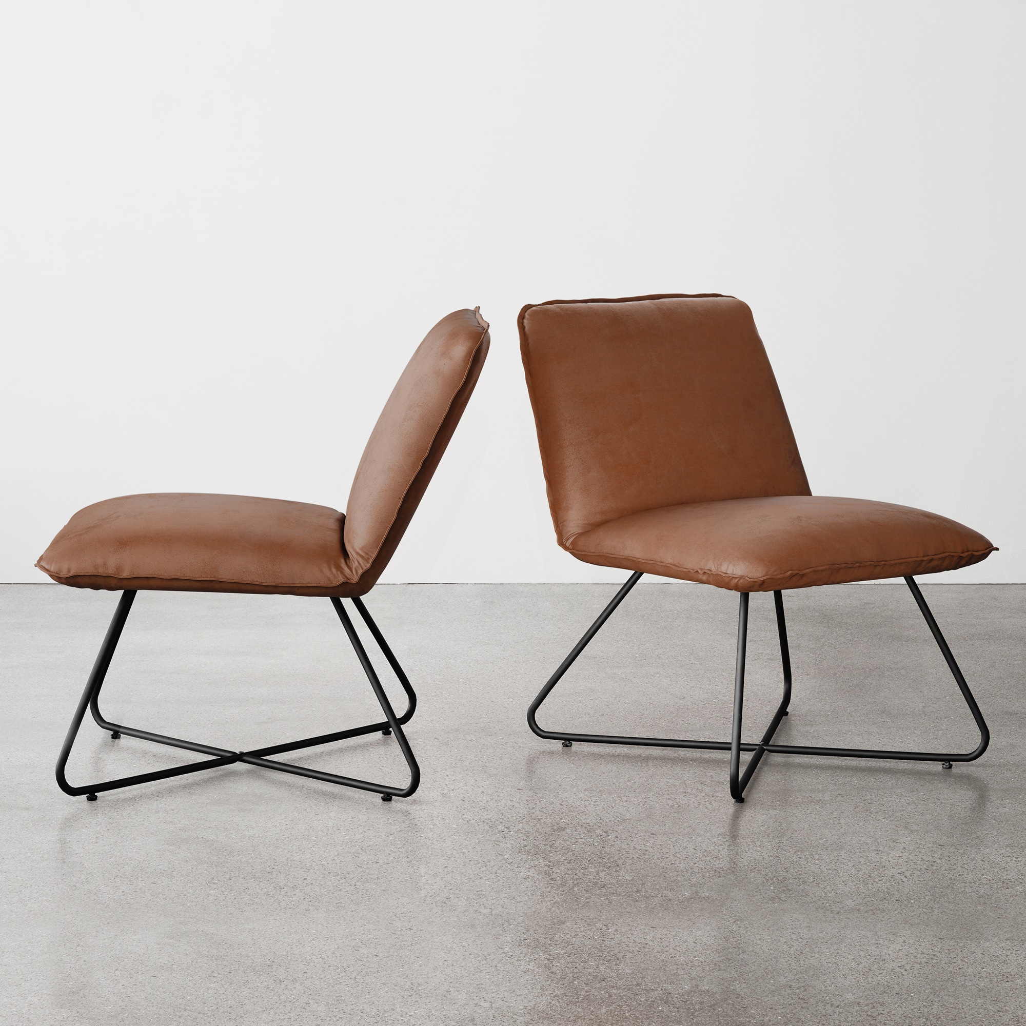 LUE BONA 2LB21CH0043-600LS 22.2 in. Wide Midcentury Red Brown Faux leather Accent Chair