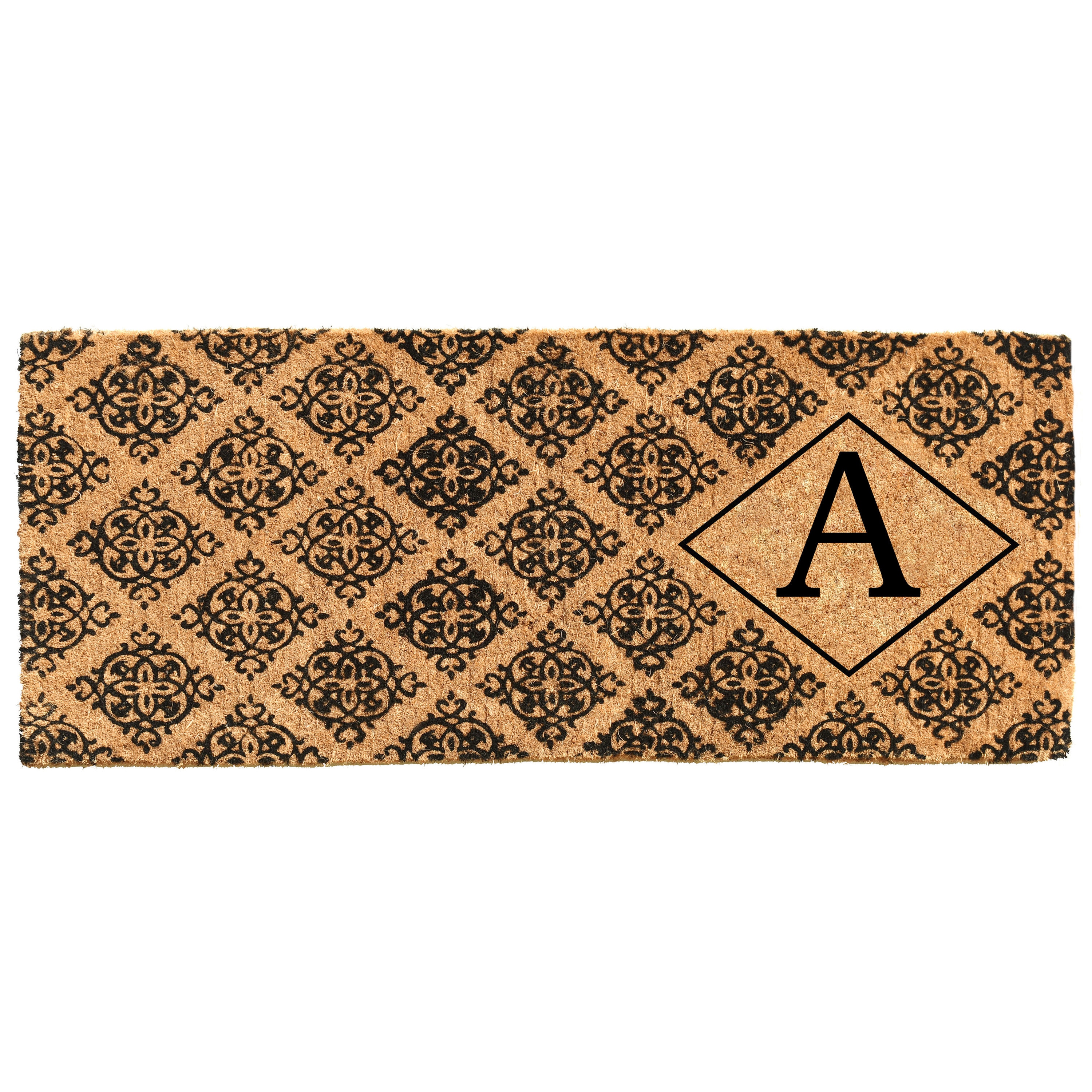Callowaymills 103331846A 18-in x 46-in Natural/Black Coir Non-Slip Grip Indoor or outdoor Decorative Door Mat