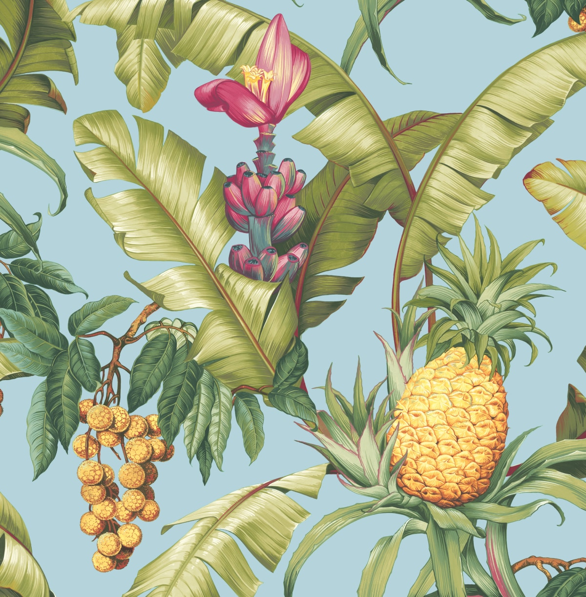 NextWall NW46302 30.75-Sq. Feet Sky Blue Vinyl Floral Self-adhesive Peel and Stick Wallpaper