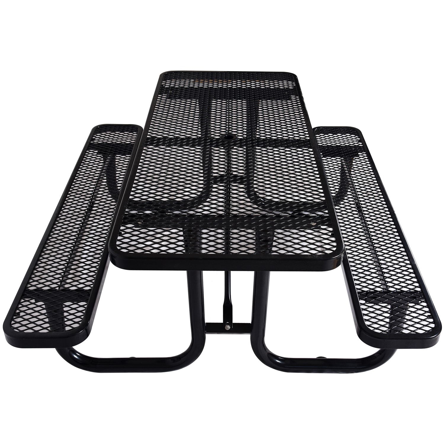 CASAINC CA-S07465 6 ft. Rectangular Outdoor Steel Picnic Table ,BLACK,with umbrella hole