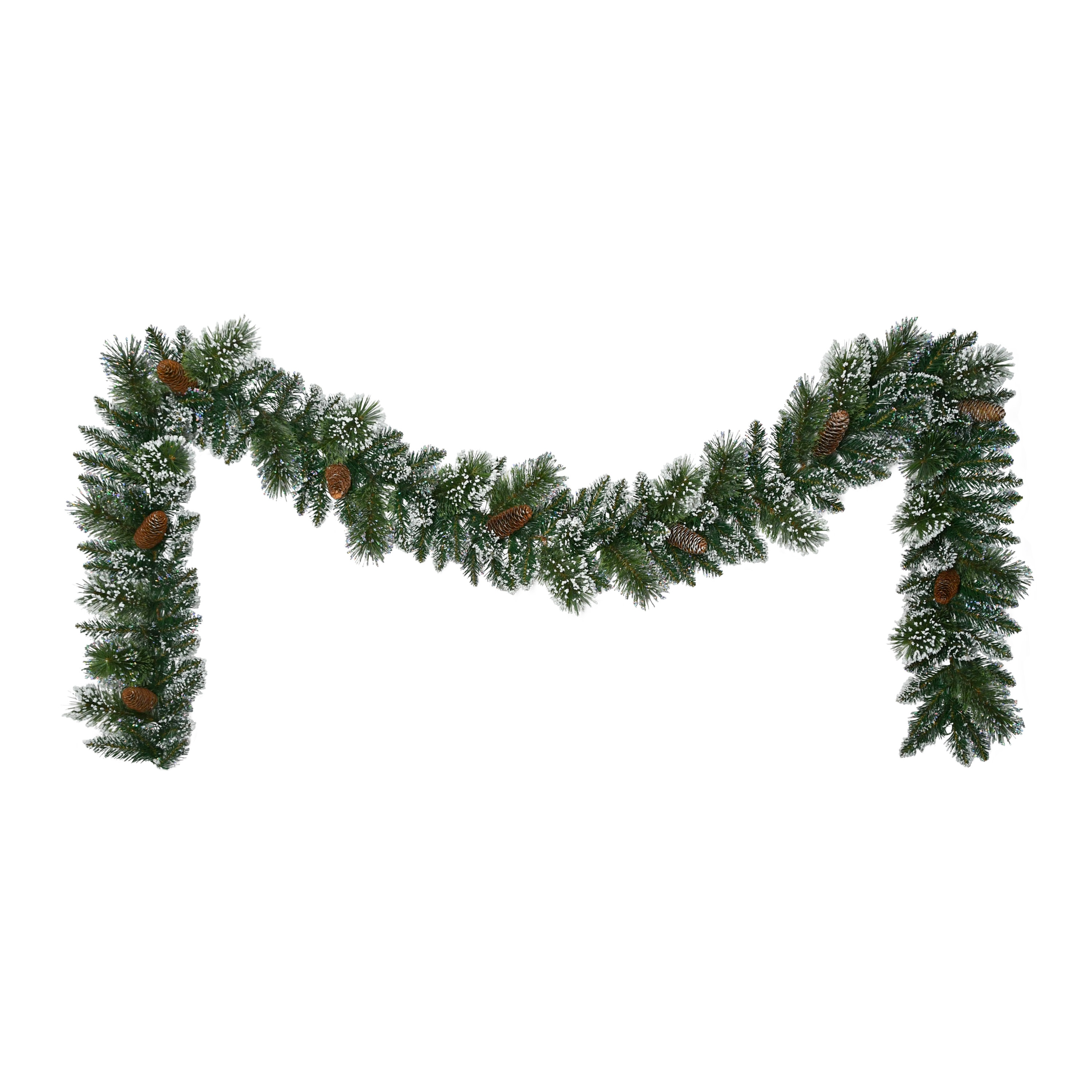 Puleo International G7161A-9-10 Indoor/Outdoor 9-Feet Snowy pine Artificial Garland