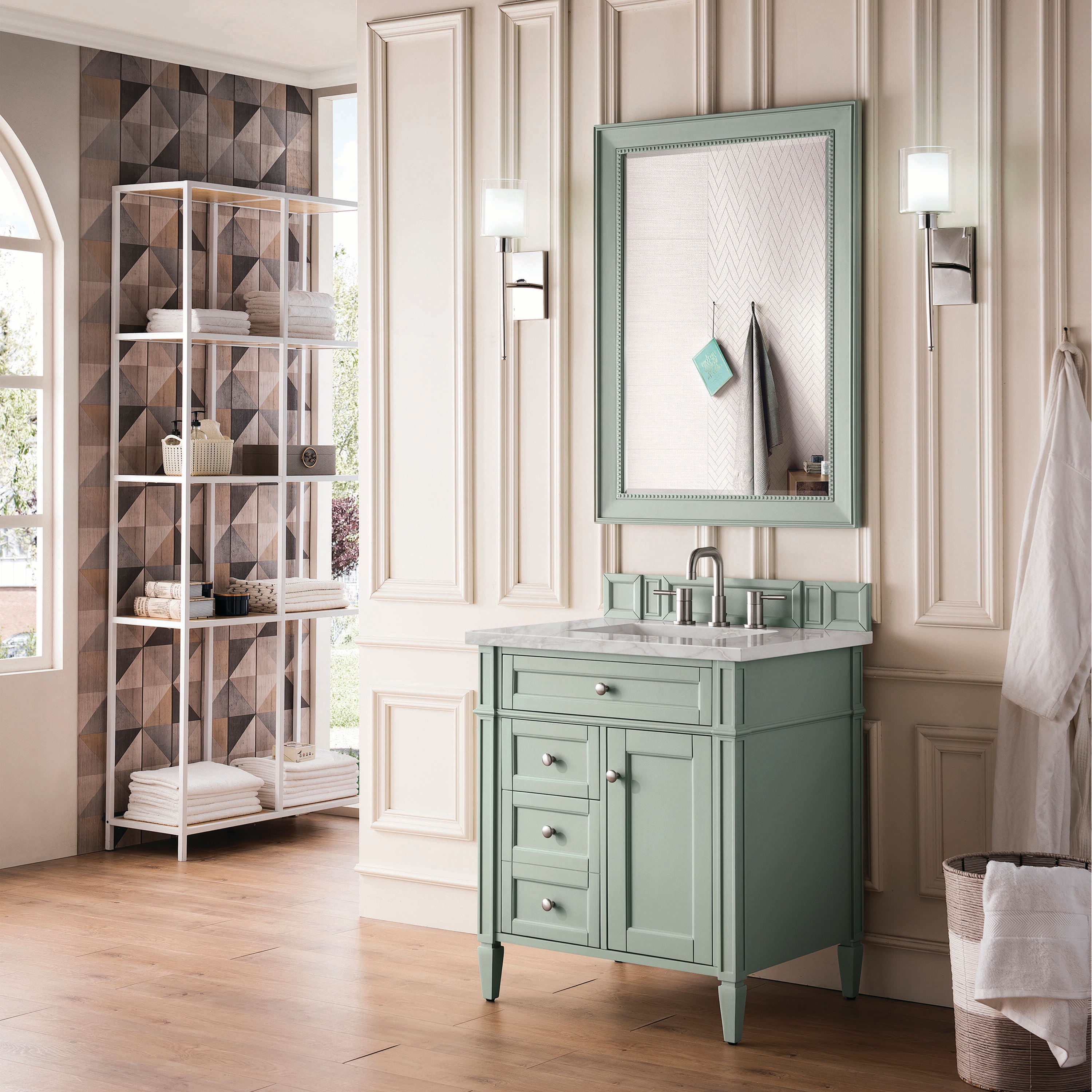 Sage Green Plywood Single Freestanding Bathroom Vanity