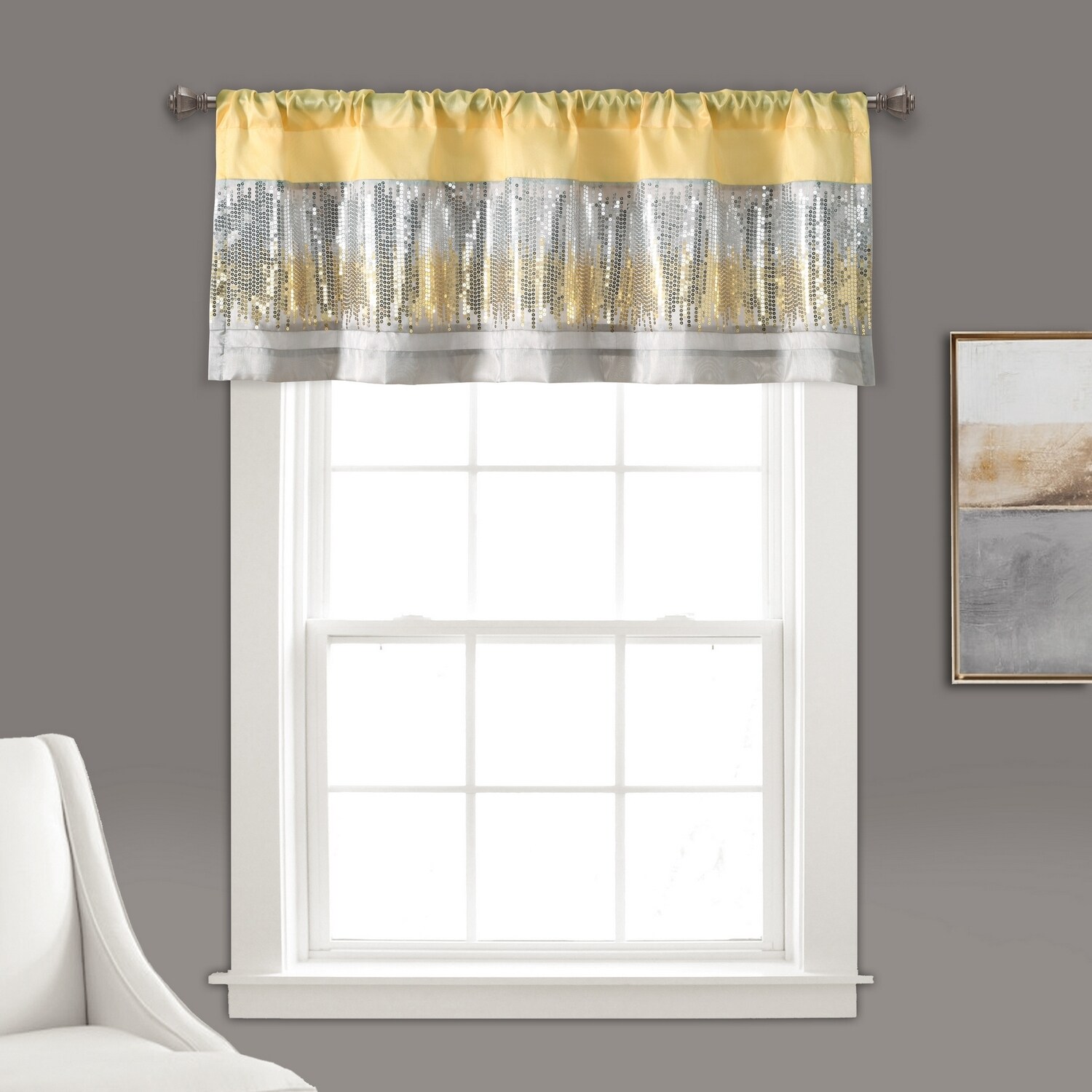 Lush Decor 21T010986 18-Inches Yellow Polyester Rod pocket Valance