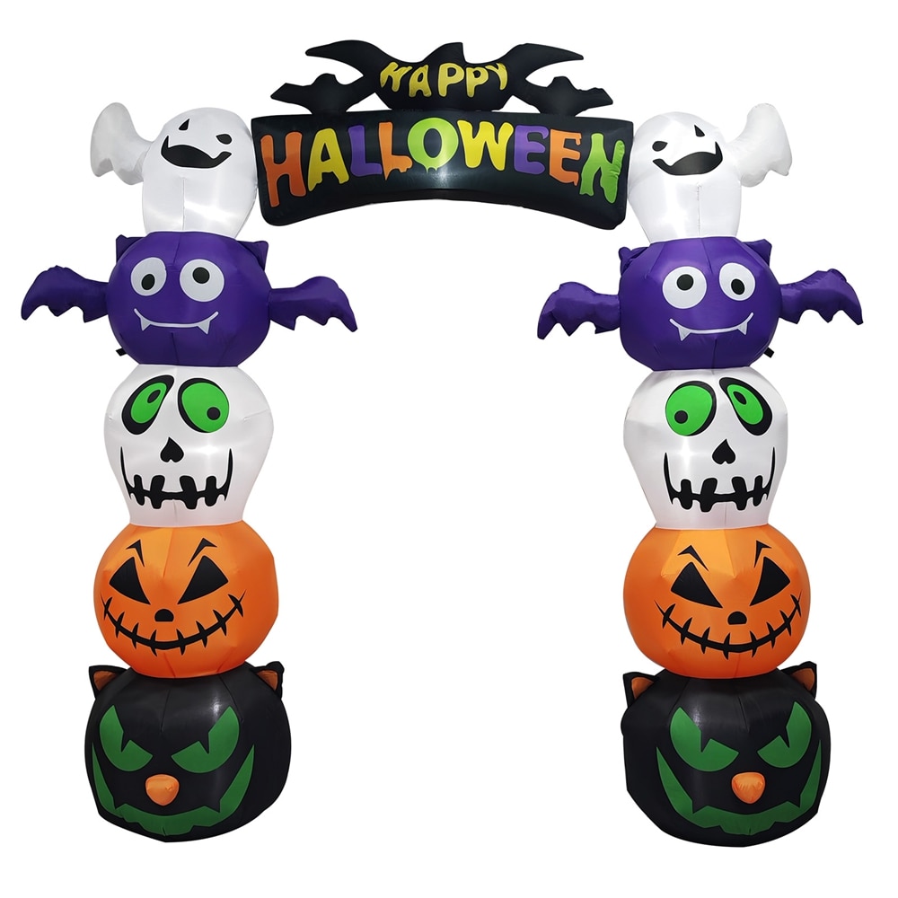 SUNOYAR 8.2 FT Halloween Inflatables Pumpkin Archway Outdoor Yard Arch Decoration with Built-in LED Lights for Holiday Party Lawn Garden Decor