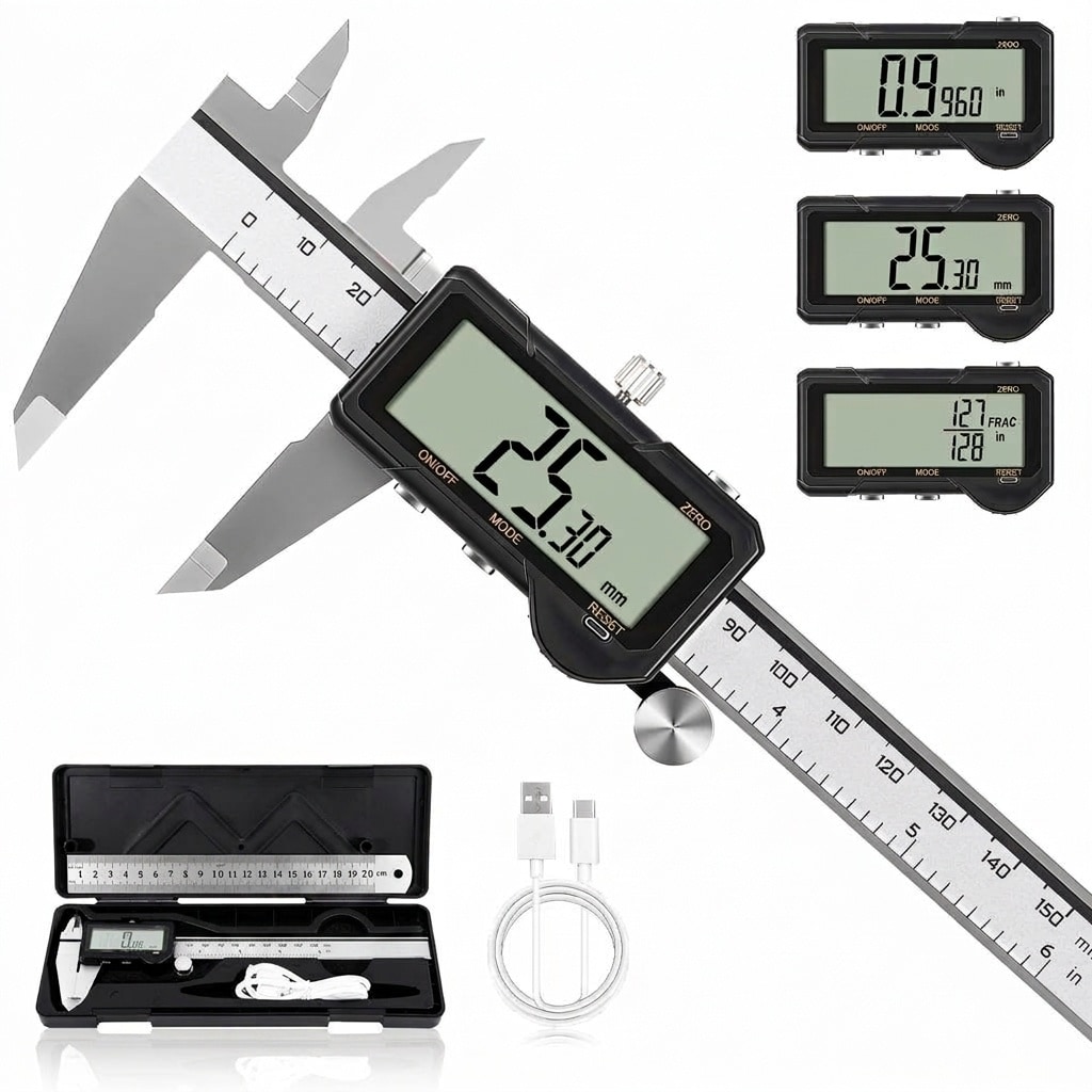 Misopily  1 Piece 6 Inch Digital Caliper with Reset Key Large Display Inch mm Fraction 4 Measurement Modes for Model Crafting 3D Printing Woodworking