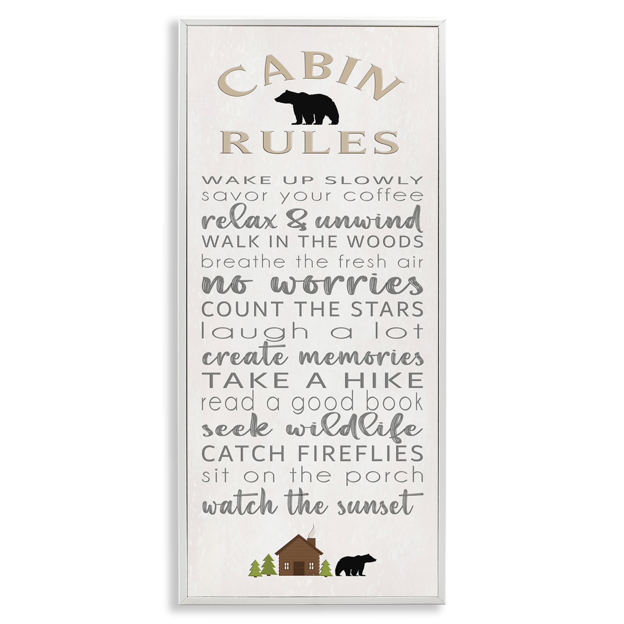 Stupell Industries BT-585-WFR-13X30 Fun Adventure Cabin Rules Framed Giclee design by Seven Trees Design