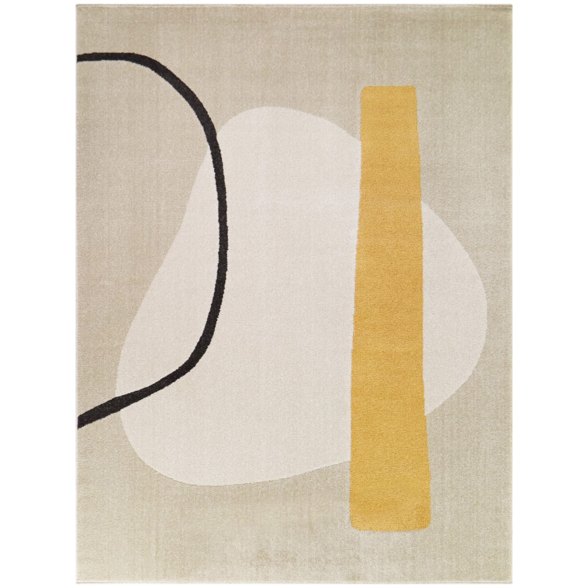 Yellow and Beige Abstract Rectangular Area Rug 5'3" x 7'