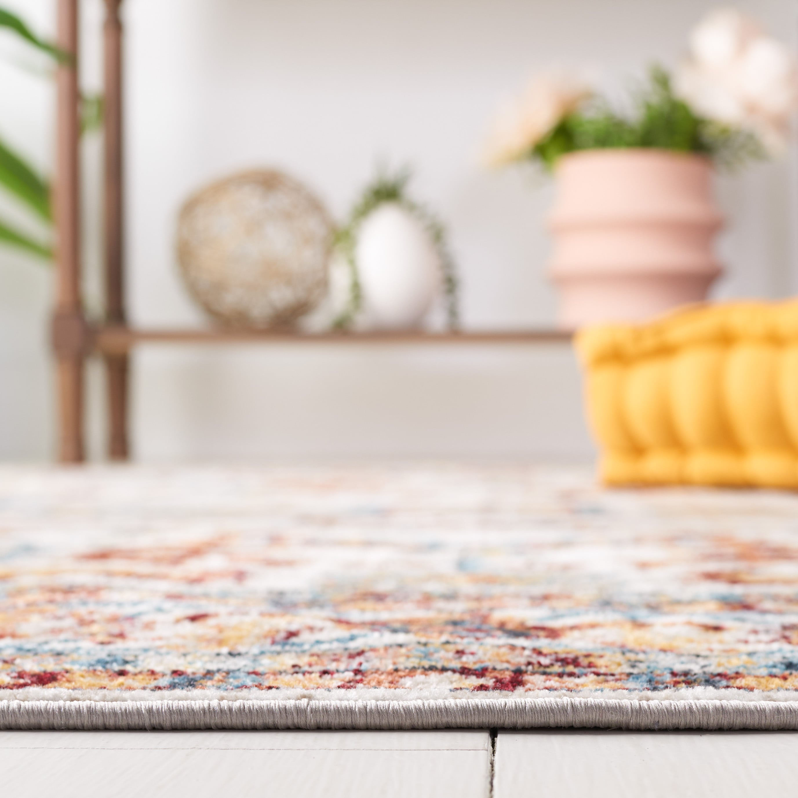 Reversible Bayside Blue Synthetic 8' x 10' Easy-Care Area Rug