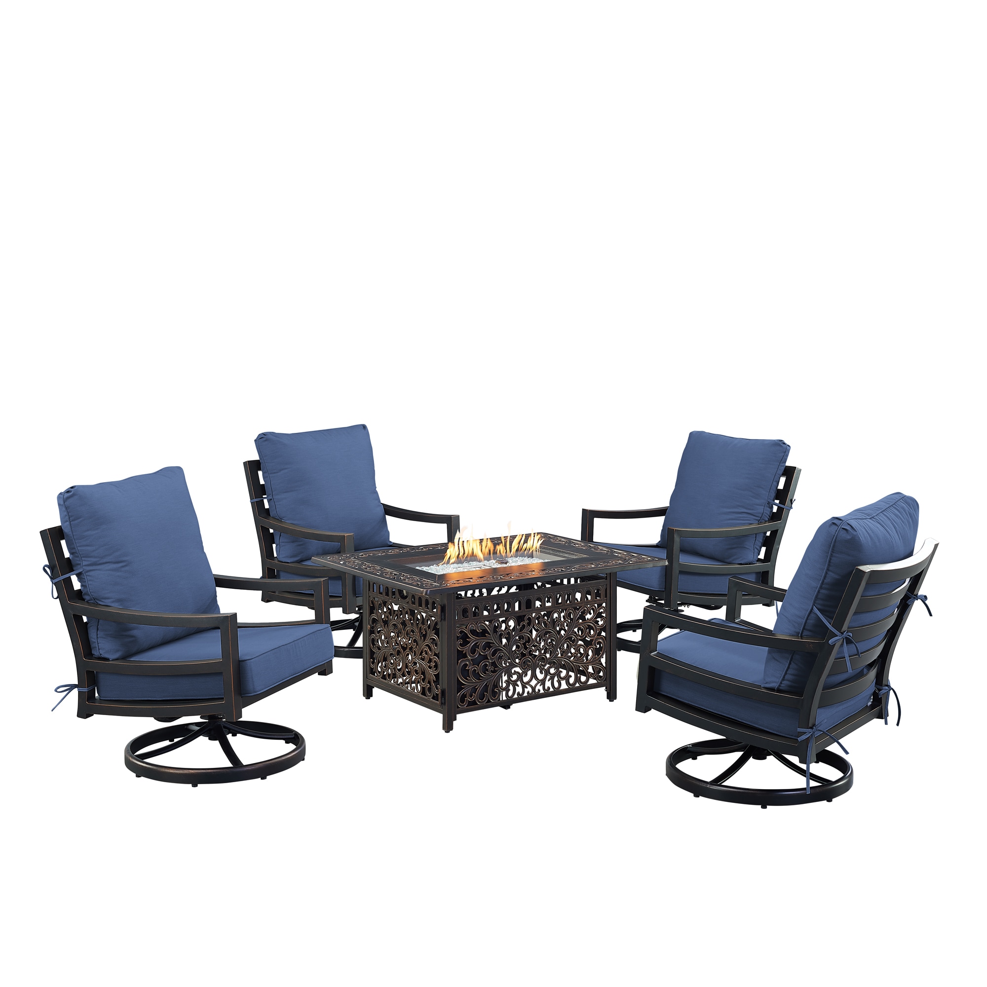 Oakland Living HUDSON4CHCABOSBLCU Patio-Conversation-Sets - View #2