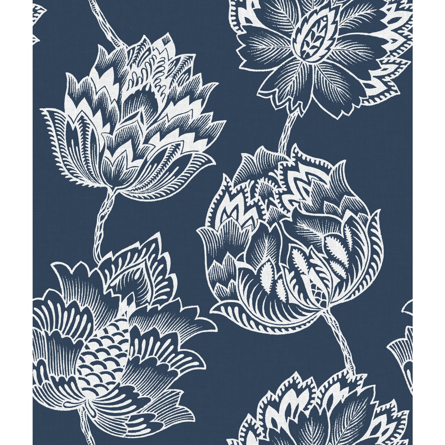 RoomMates RMK11843WP 28.18-Sq. Feet Blue Vinyl Floral Self-adhesive Peel and Stick Wallpaper