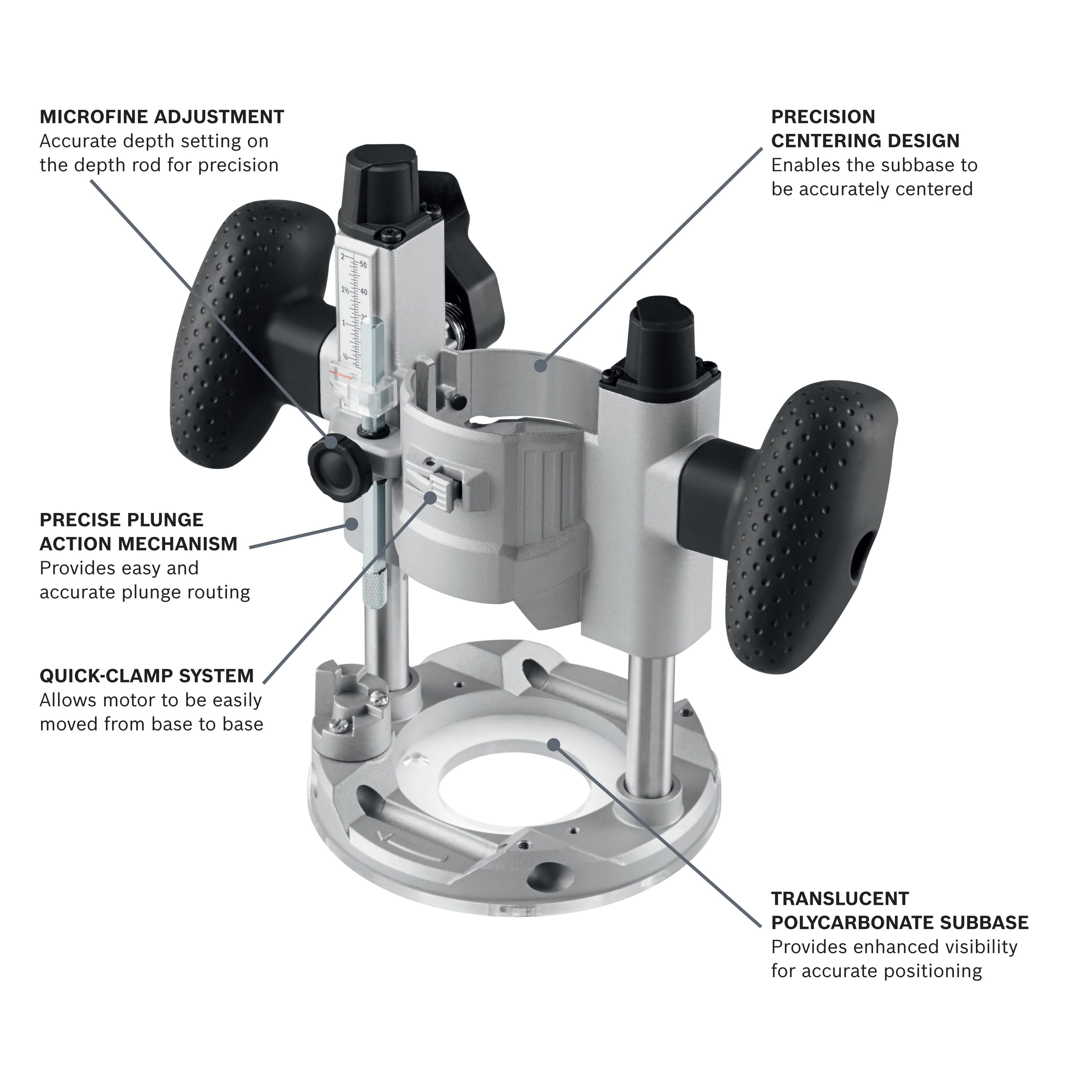 Bosch Colt 1 4 in 1.25 HP Variable Speed Fixed Corded Router Case Plunge Base