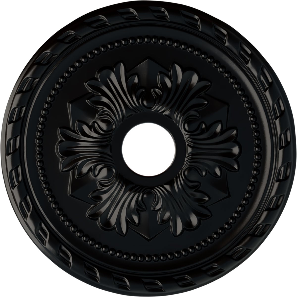 Ekena Millwork CM20PMBLF Palmetto 20.875-Inches W x 20.875-Inches L Painted Jet Black Polyurethane Whole Ceiling Medallion