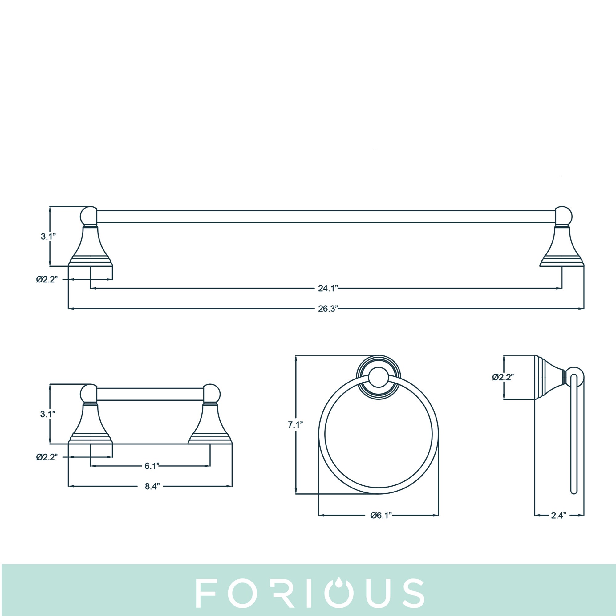 FORIOUS LL19103BN3A Decorative-Bath-Hardware-Kits - View #5