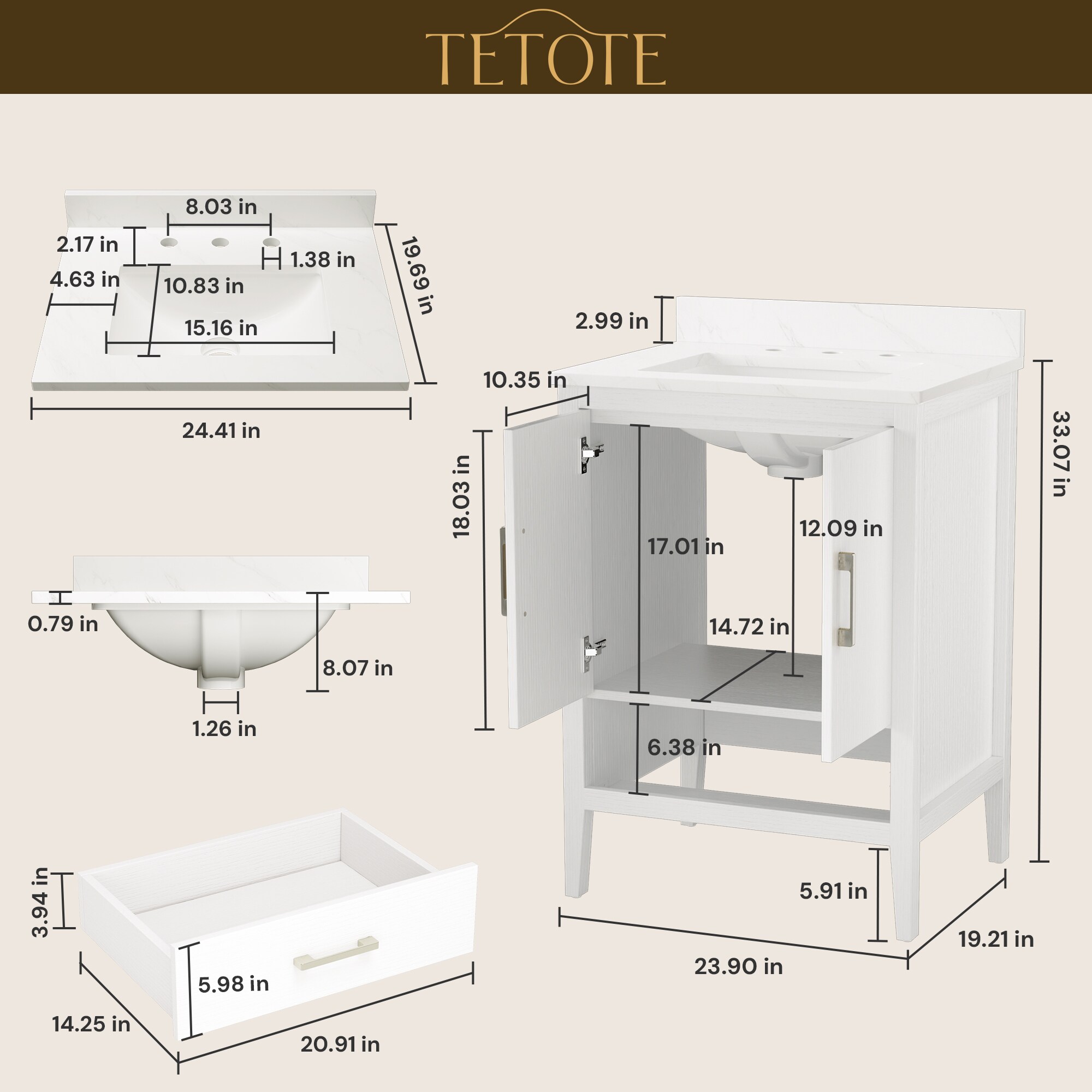 TETOTE LSC-TE-2420WH-BV2 Bath-Vanity-Combo - View #3