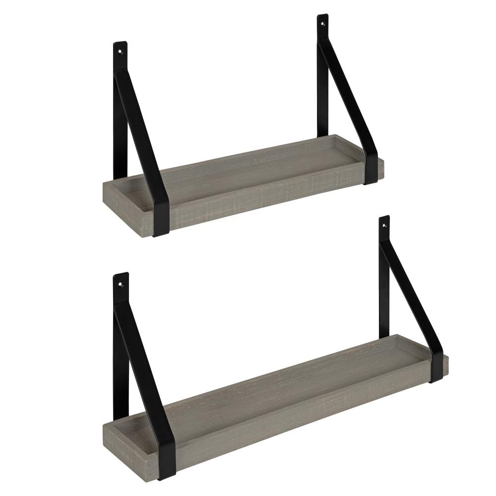 Kate and Laurel 217127 22.75-in L x 5-in D x 10.25-in H Gray Wood Rectangular Bracket Shelf (2 Shelves)