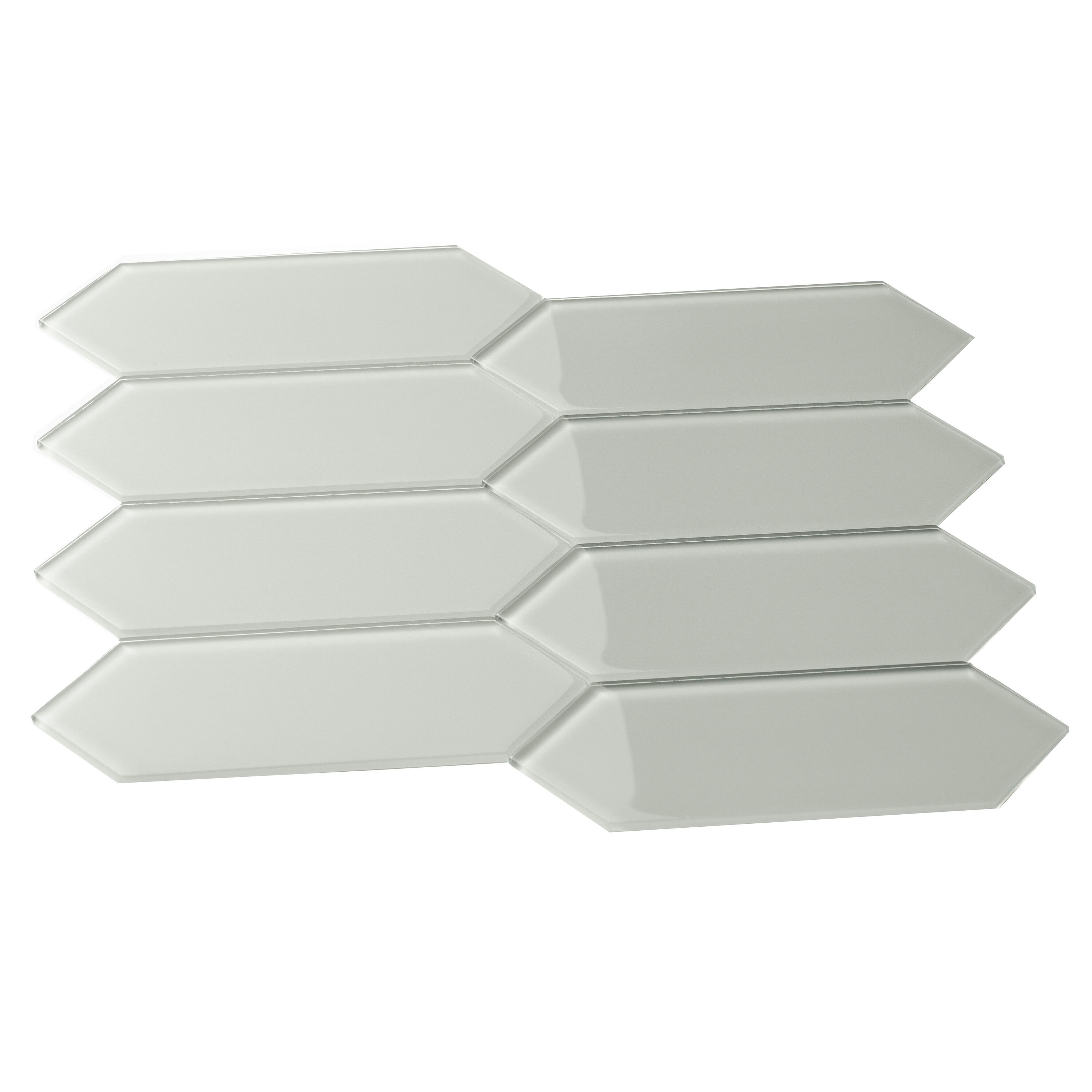 Giorbello Picket Hexagon White 3-in x 9-in Glossy Glass Subway Wall Tile (5.8-sq. ft/ Carton)