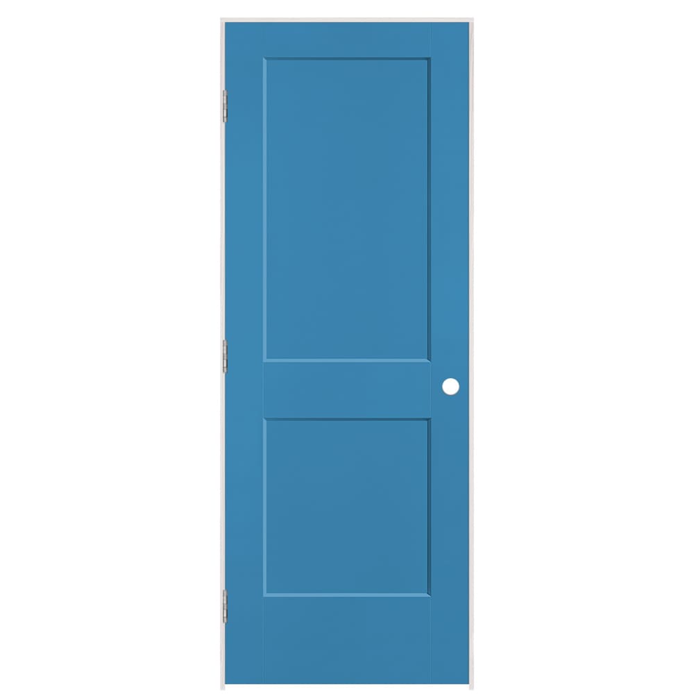 Masonite 896007 30-in x 80-in Blue Heron Solid core 2-panel square Right hand Smooth Prefinished Molded composite Flat Jamb Single Prehung Interior Door