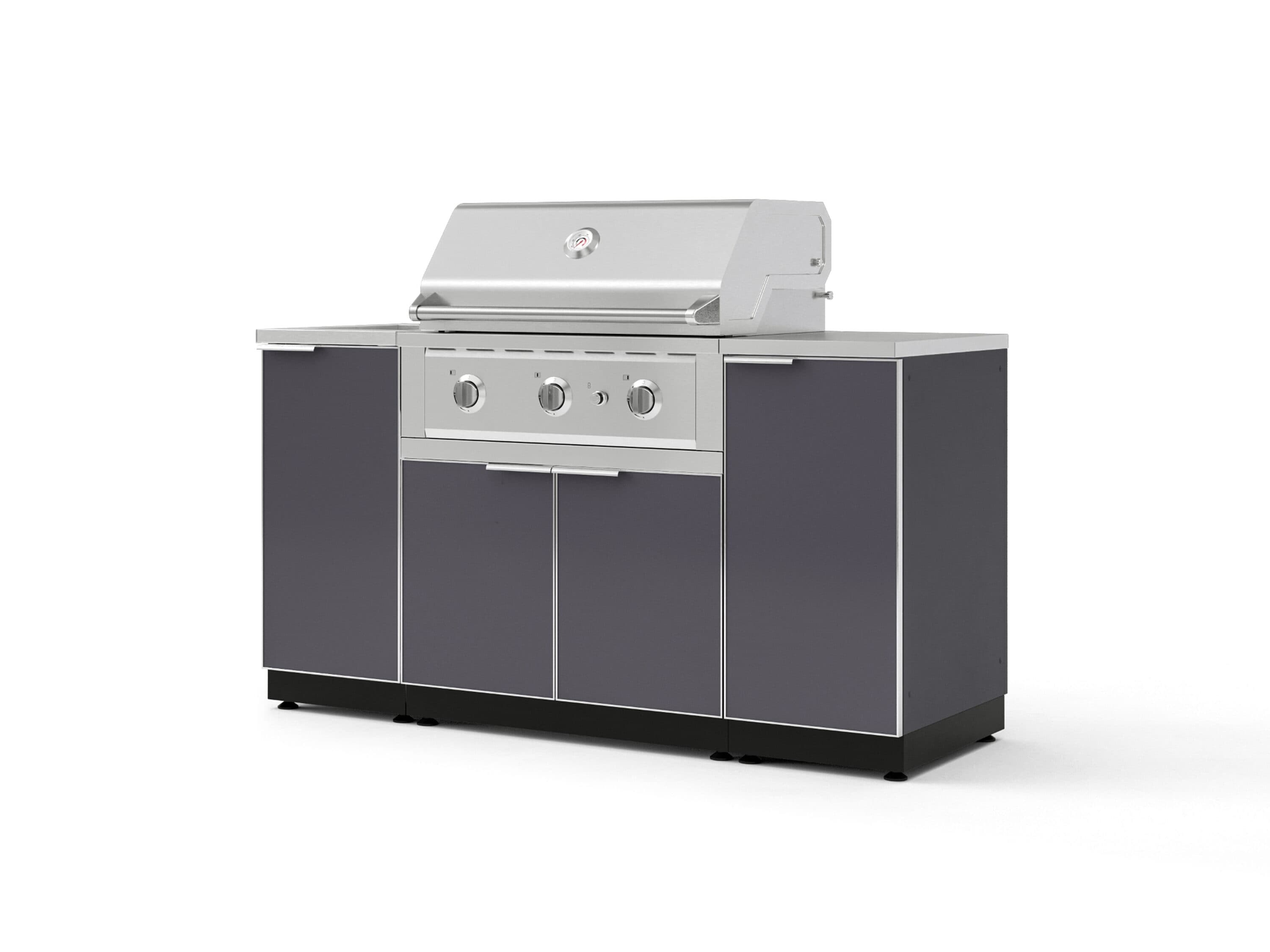 NewAge Products Classic Series 65-in W Modular Outdoor Kitchen Grill island with 3 -Burners Gas Grill, Slate Gray Powder-coated aluminum Tempered glass panel Door Sansujyuku sansujyuku.com
