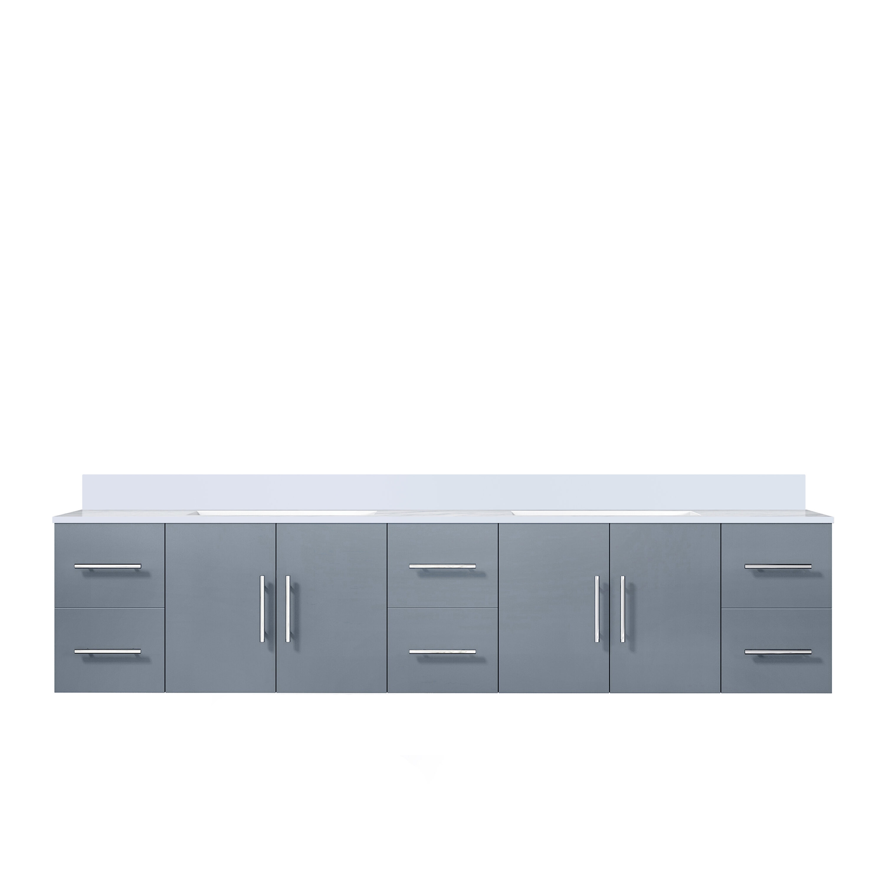 Lexora LVG60DB200 Geneva 60-in Dark Grey Undermount Double Sink Floating Bathroom Vanity with White Quartz Top