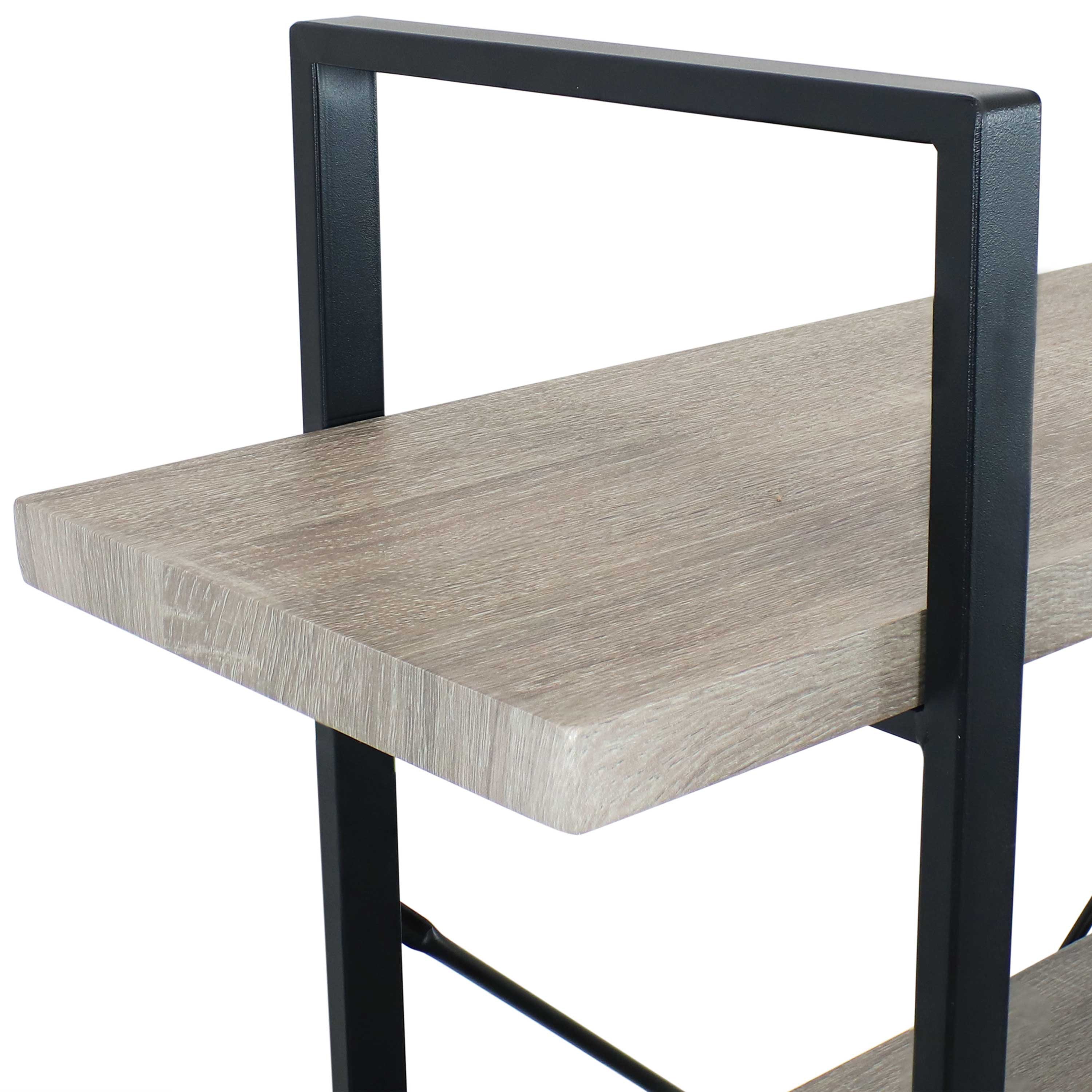 Oak Gray 4-Tier Adjustable Industrial Bookshelf with Steel Frame