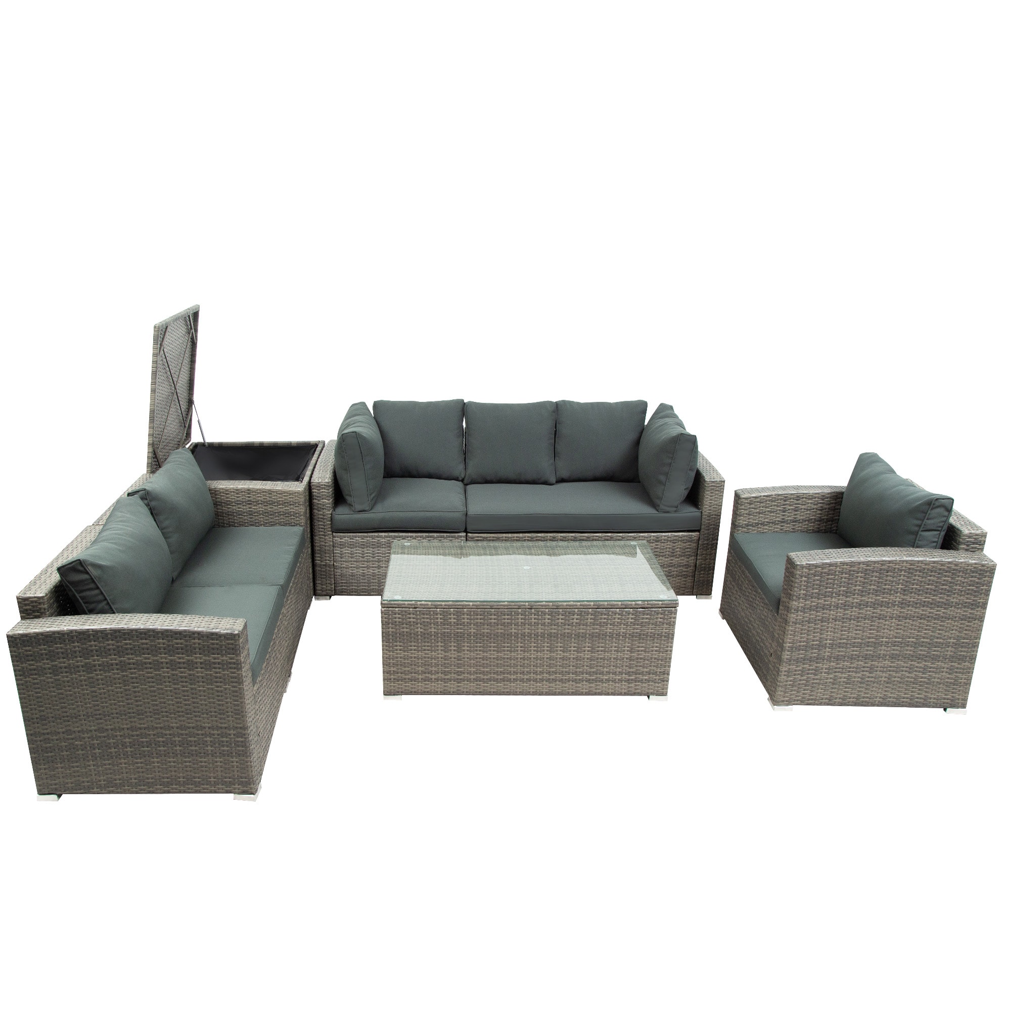 Forclover Patio 7-Pieces Wicker Conversation Set 7-Piece Wicker Patio ...