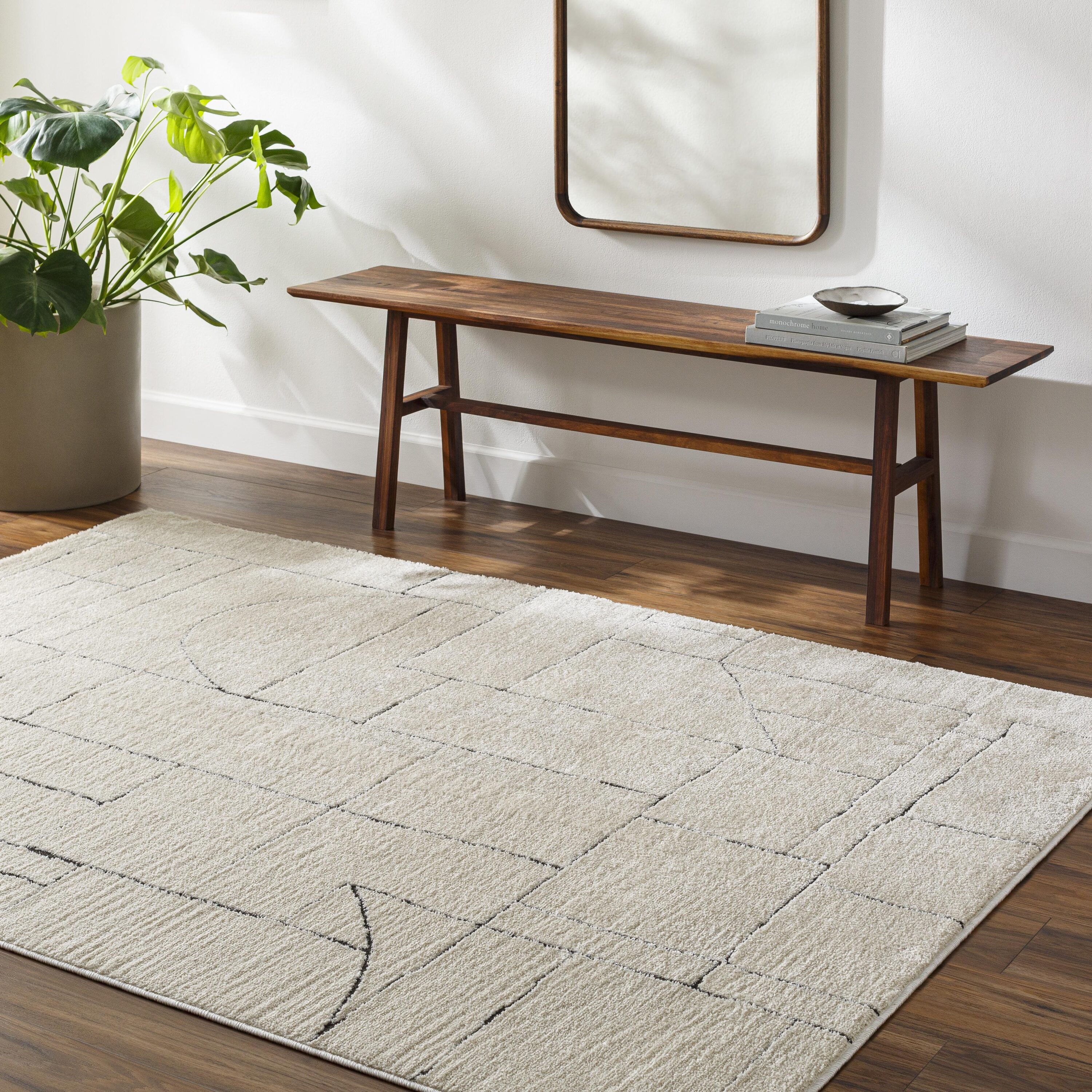 Livabliss FEU2307-71010 7 x 10 (ft) Flatweave Polyester Black Rectangular Indoor Geometric Global Area rug