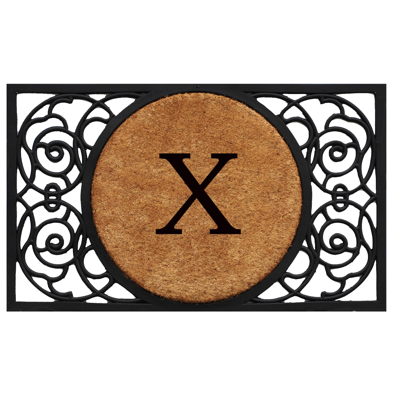 Callowaymills 180031830X 18-in x 30-in Natural/Black Coir/Rubber Non-Slip Grip Indoor or outdoor Decorative Door Mat