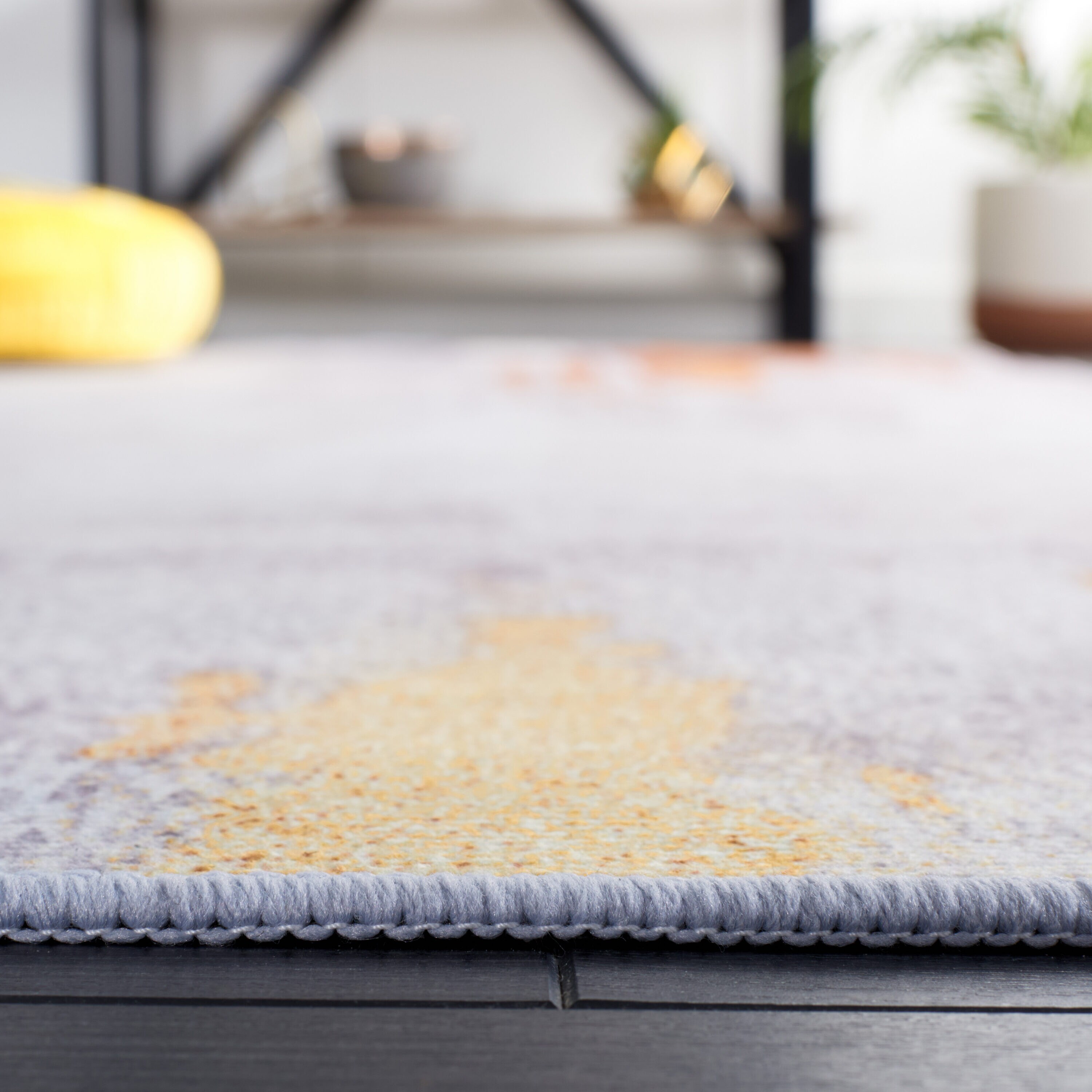 Tacoma 6' x 6' Gray and Rust Abstract Washable Area Rug