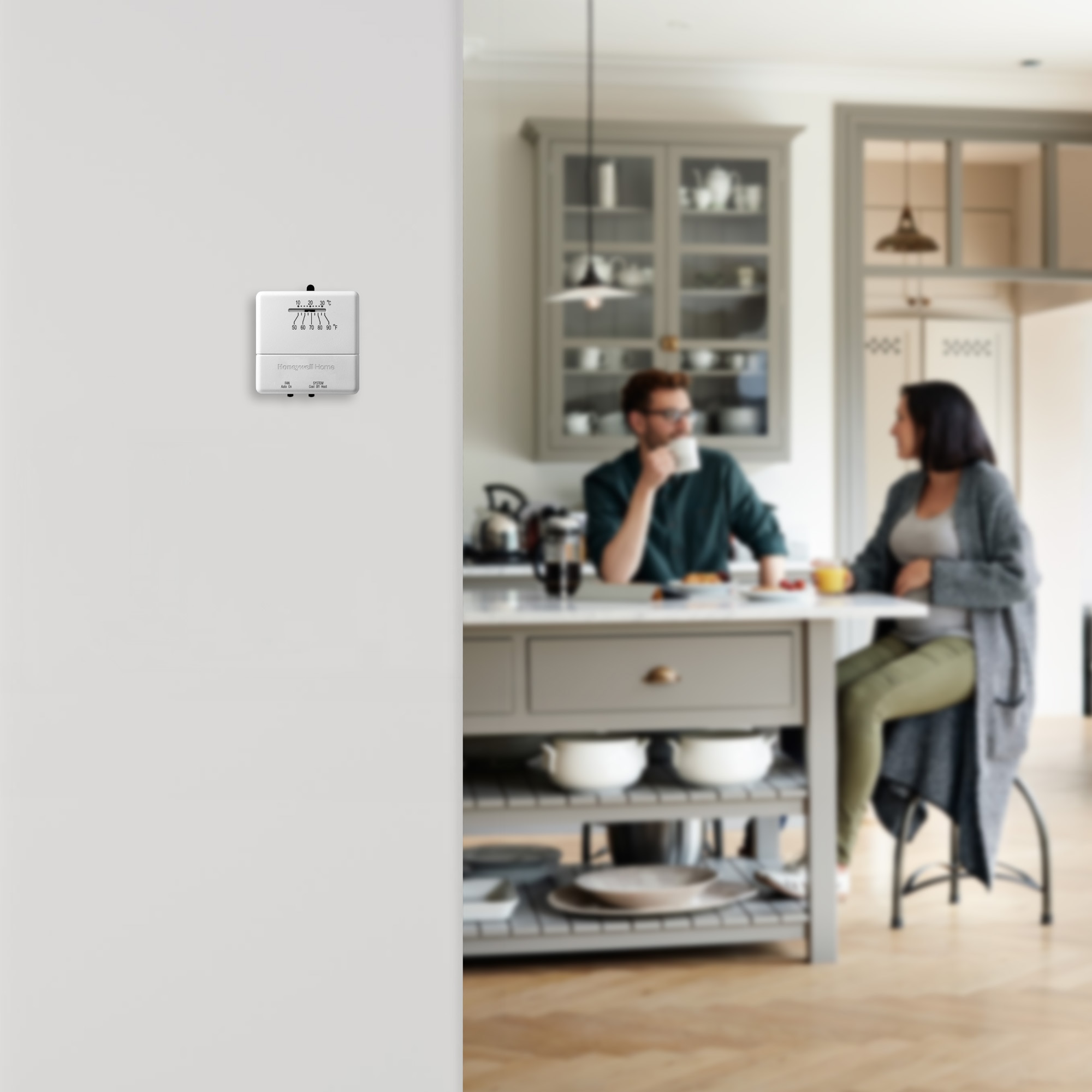 White Square Low Voltage Heating and Cooling Thermostat