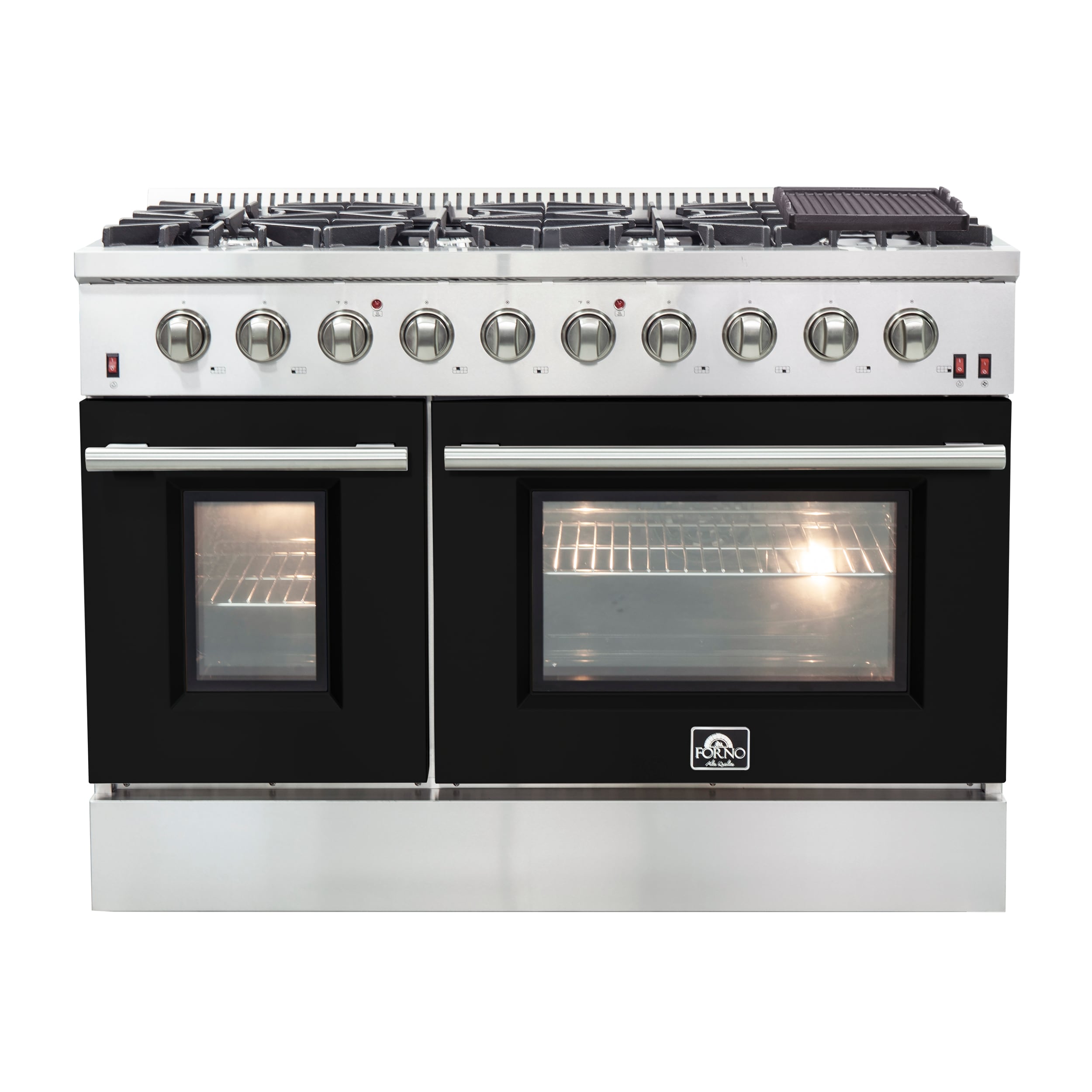 FORNO Galiano 60-in 10 Burners 4.32-cu ft / 2.26-cu ft Convection Oven  Freestanding Natural Gas Double Oven Gas Range (Stainless Steel) in the  Double Oven Gas Ranges department at