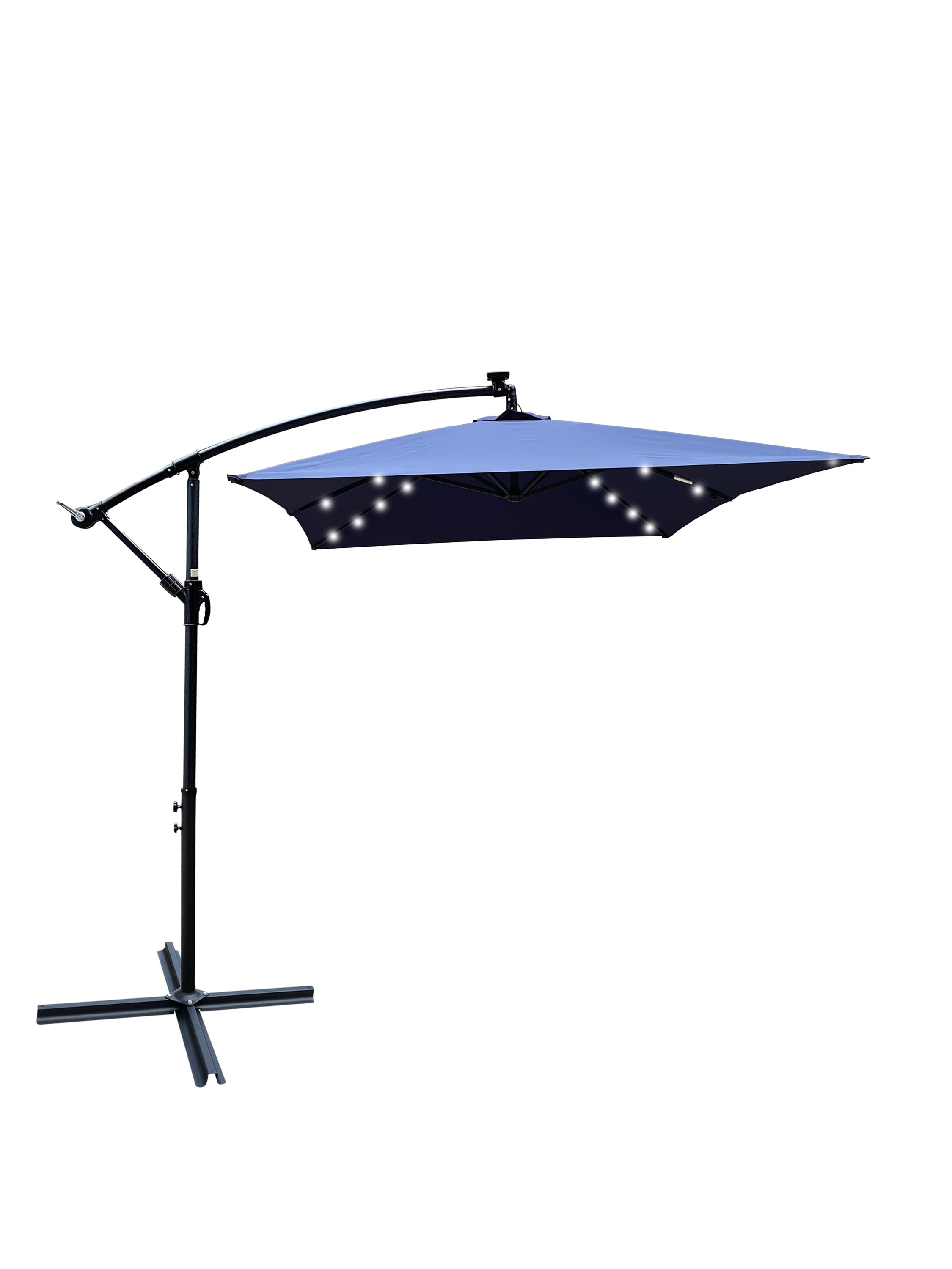 Maocao Hoom JL6127031 6.5-ft Steel Blue Market Patio Umbrella with Lights and with Base