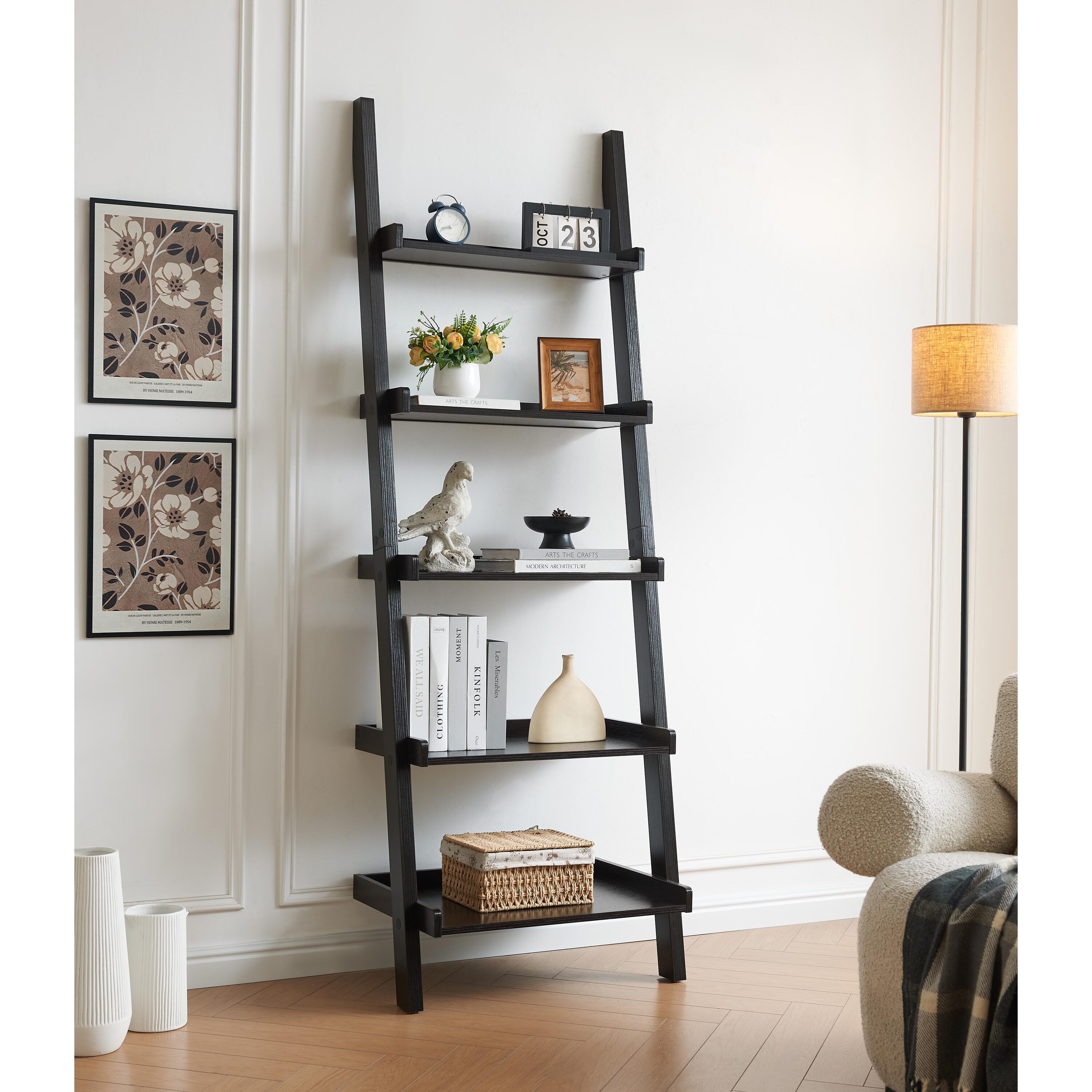 Pipe Rack Tier Layout LUXEYARD Bookcase ladder five shelf popular modern design multidepth ...