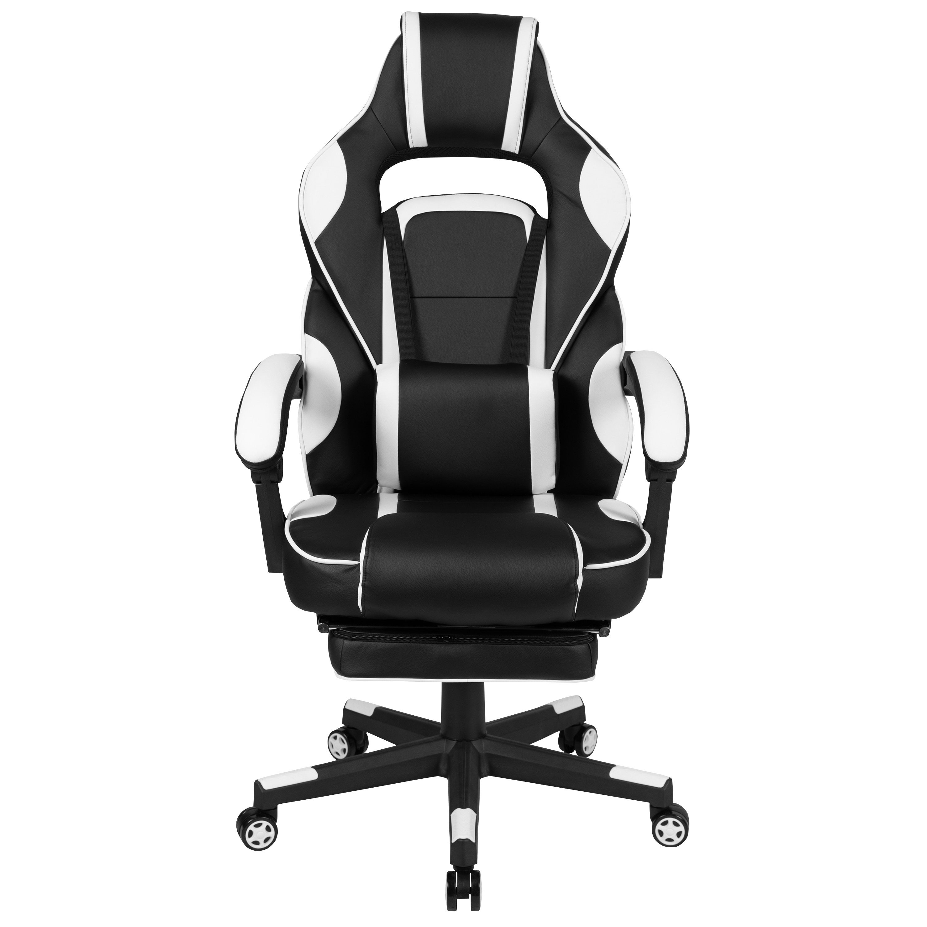 White Ergonomic Reclining Gaming Chair with Massaging Lumbar Support