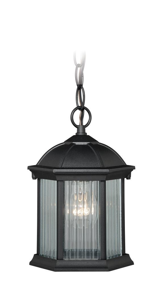 Cascadia Kingston Textured Black Traditional Ribbed Glass Lantern Mini ...