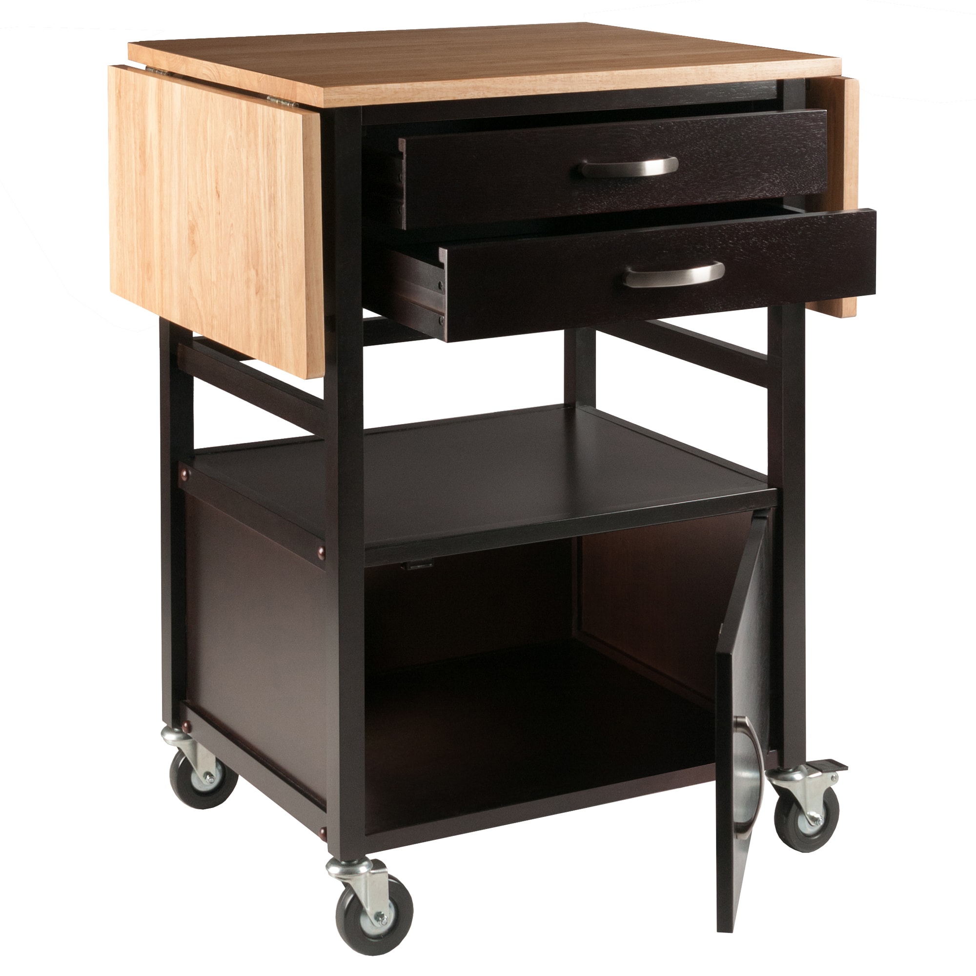 Winsome Wood Wood Base With Wood Top Rolling Kitchen Cart 20 08 In X   42437175 