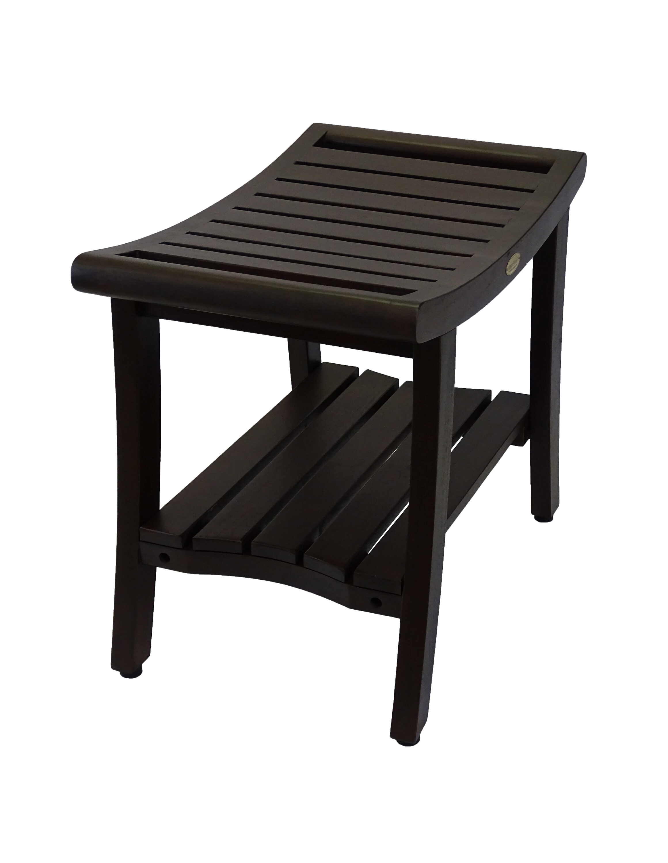 Elegant Harmony 24" Wide Teak Wood Safety Shower Bench with Shelf